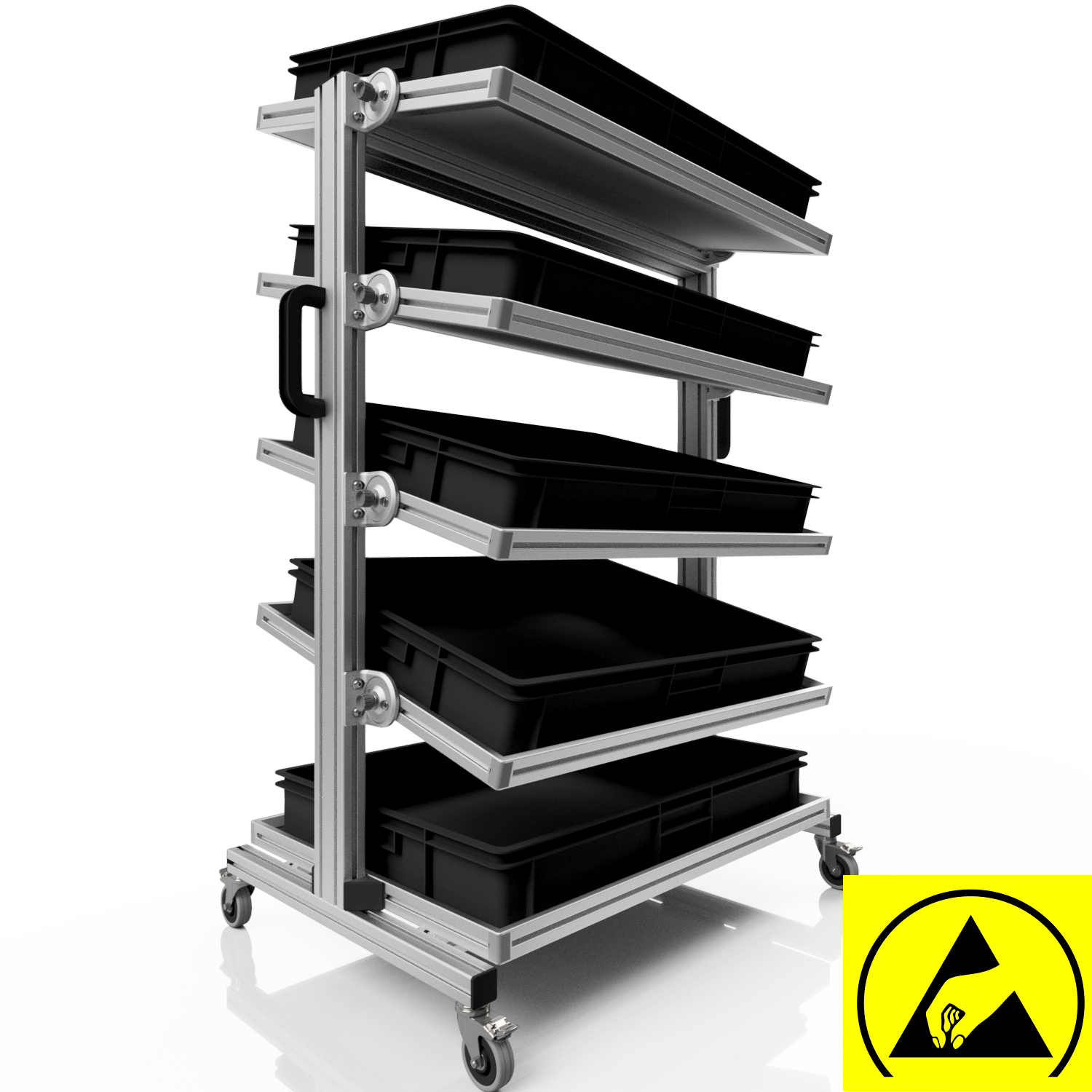 ESD Systemwagen für Eurobehälter 80 x 60 H 134 cm neigbar