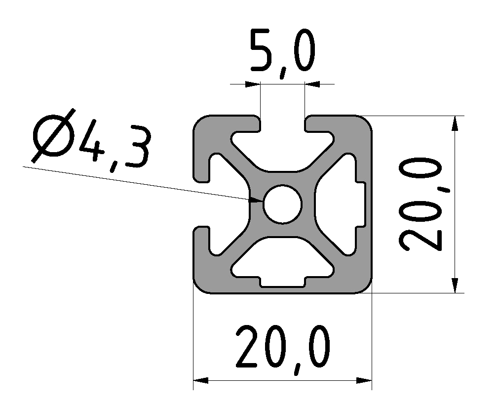 Profil 5 20x20 2N90, natur Profil 5 20x20 2N90, natur