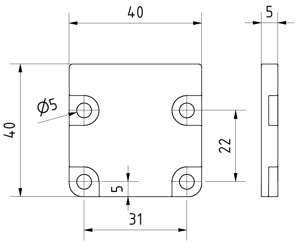 End Plate 40x40 Set, bright zinc-plated - Alu