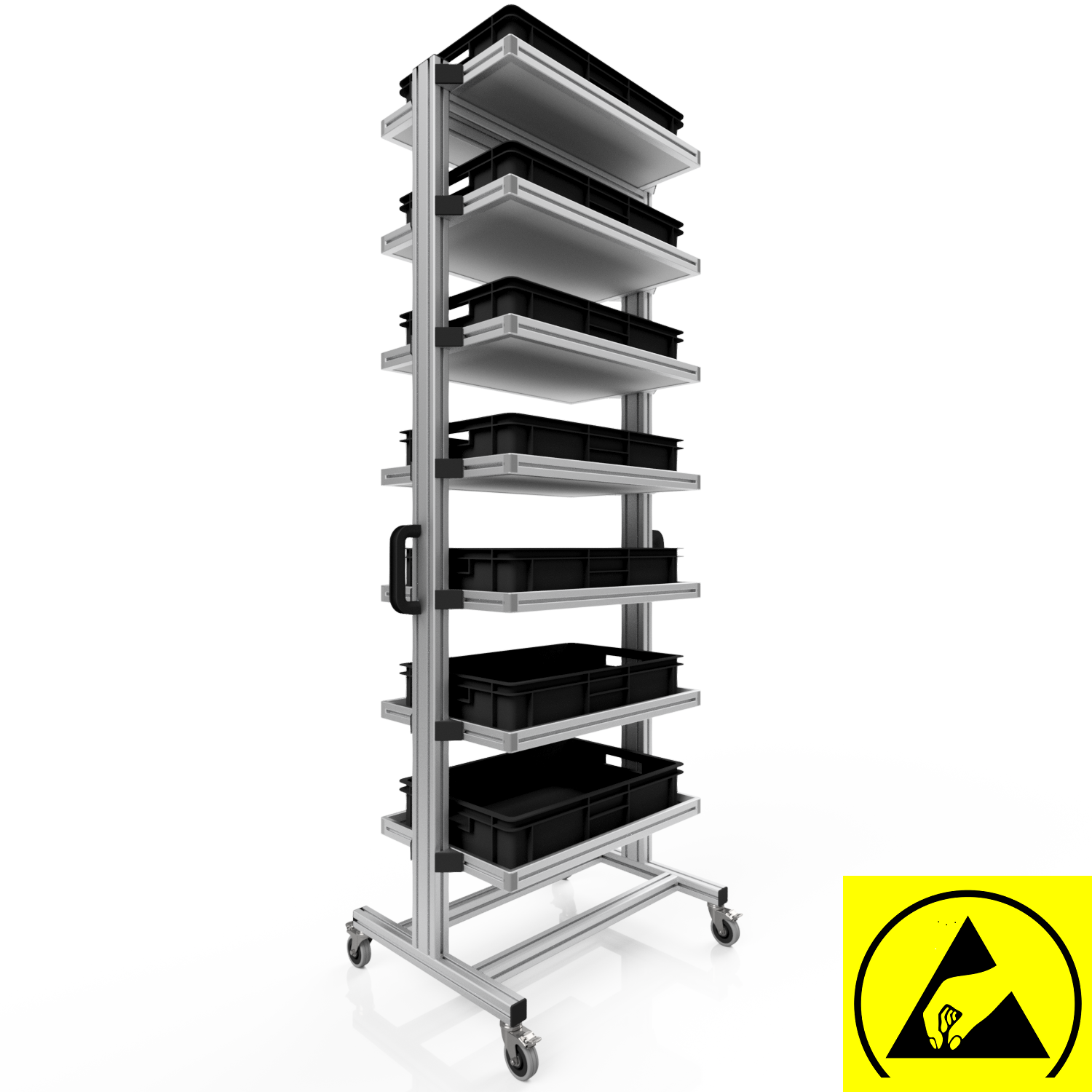 ESD Systemwagen für Eurobehälter 60 x 40 H 200 cm ohne Auszug