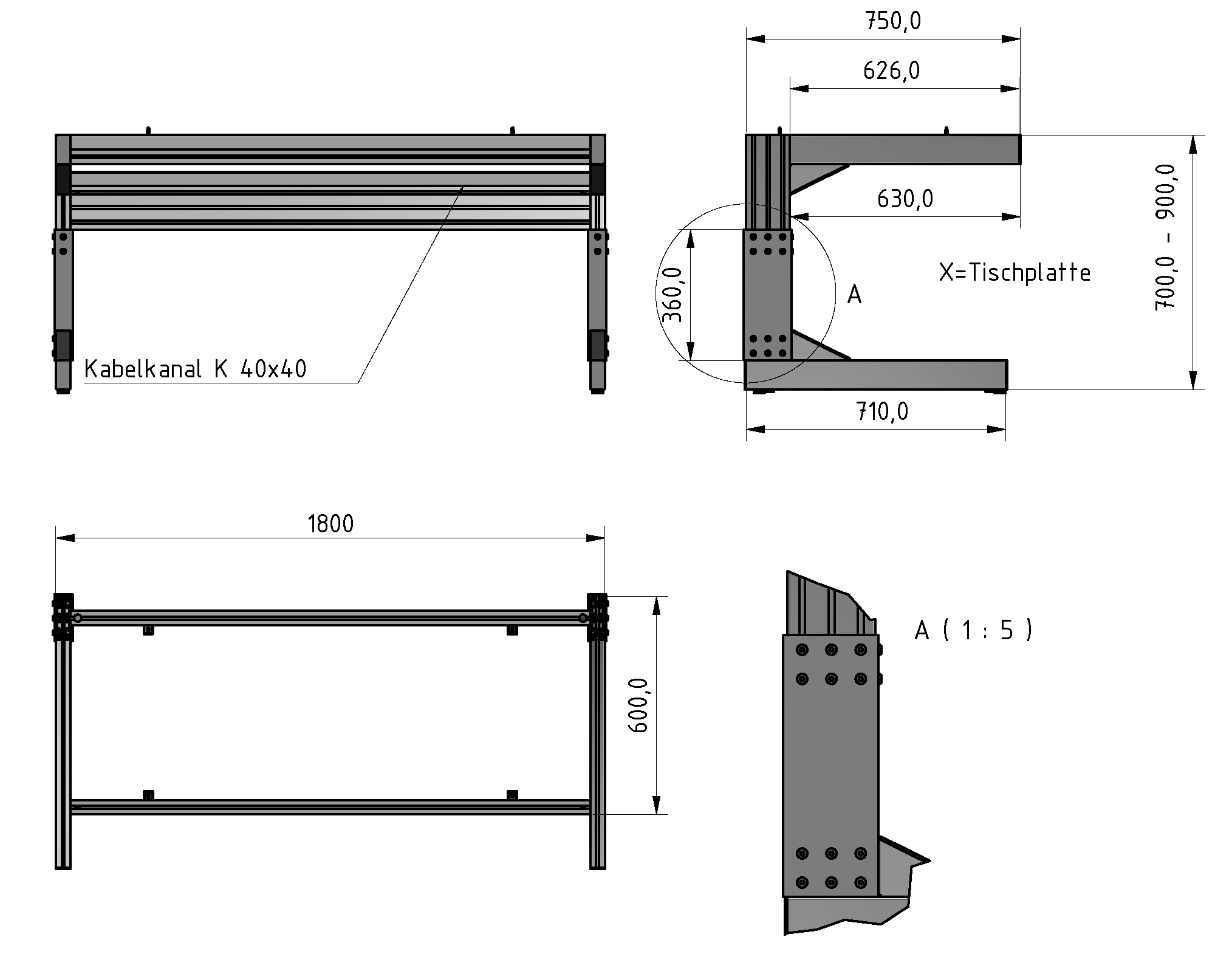C Line  table frame