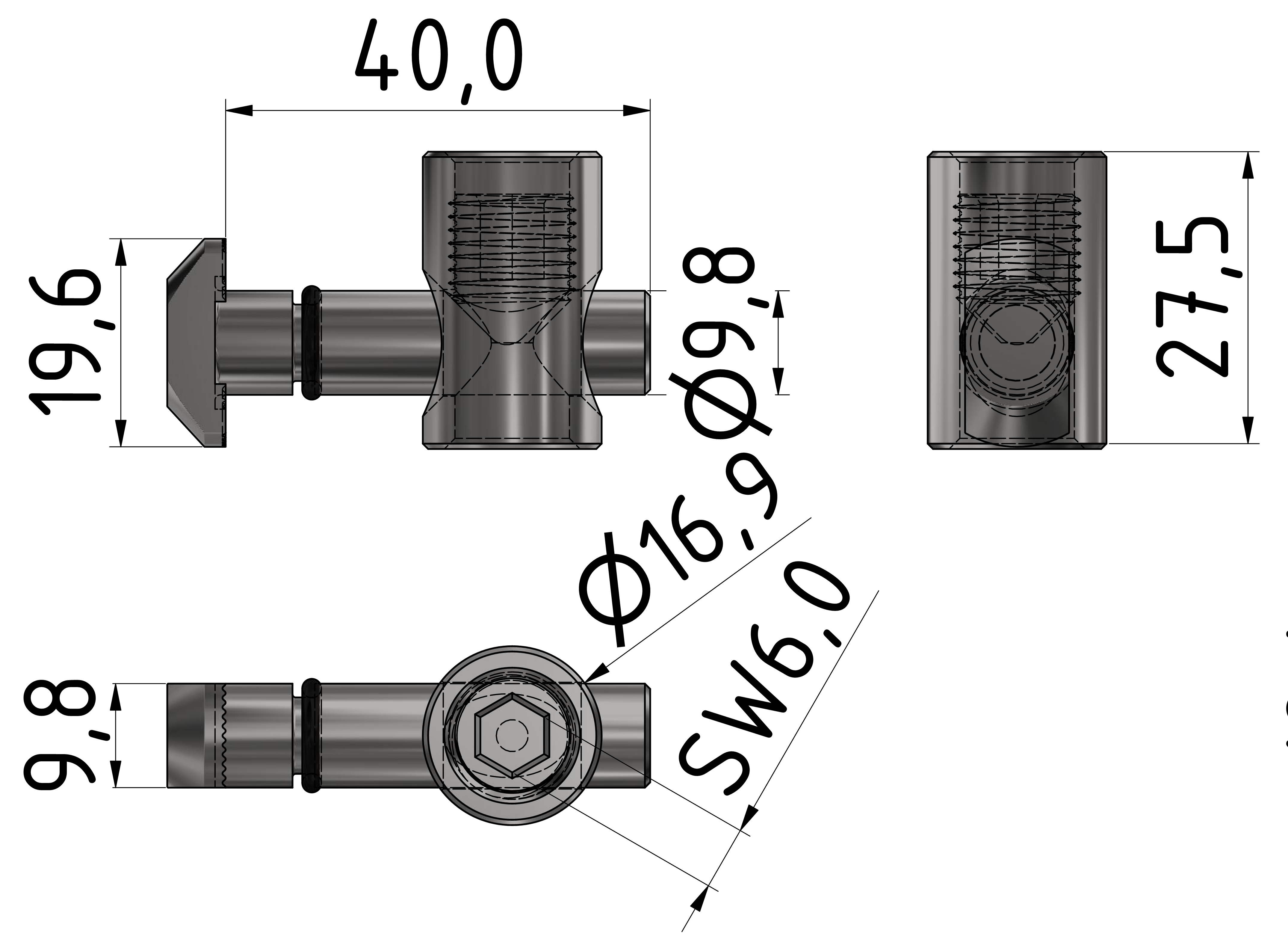 Qick Connector 0°, bright zink-plated-10
