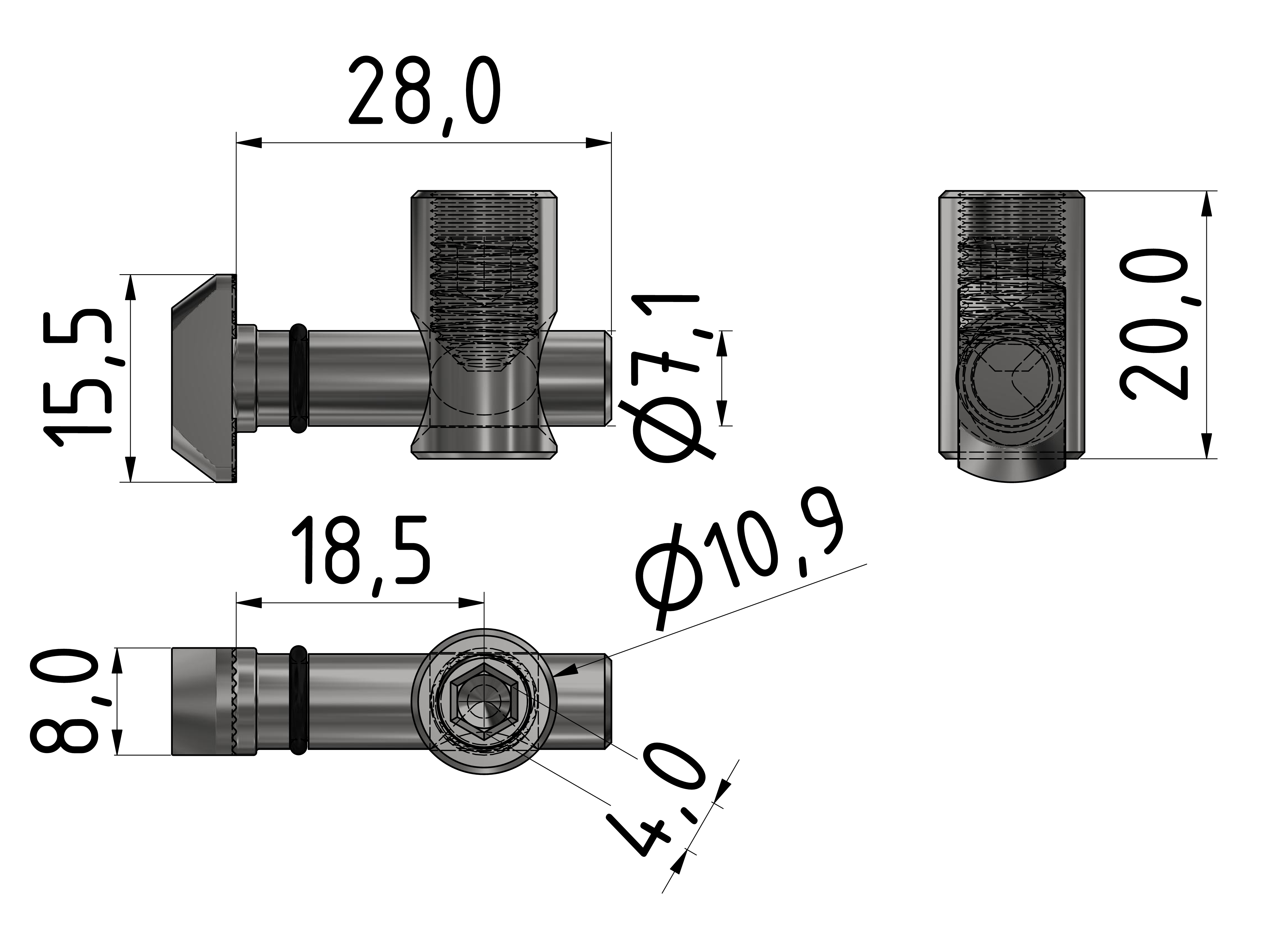 Schnellspannverbinder 0°, verzinkt-8