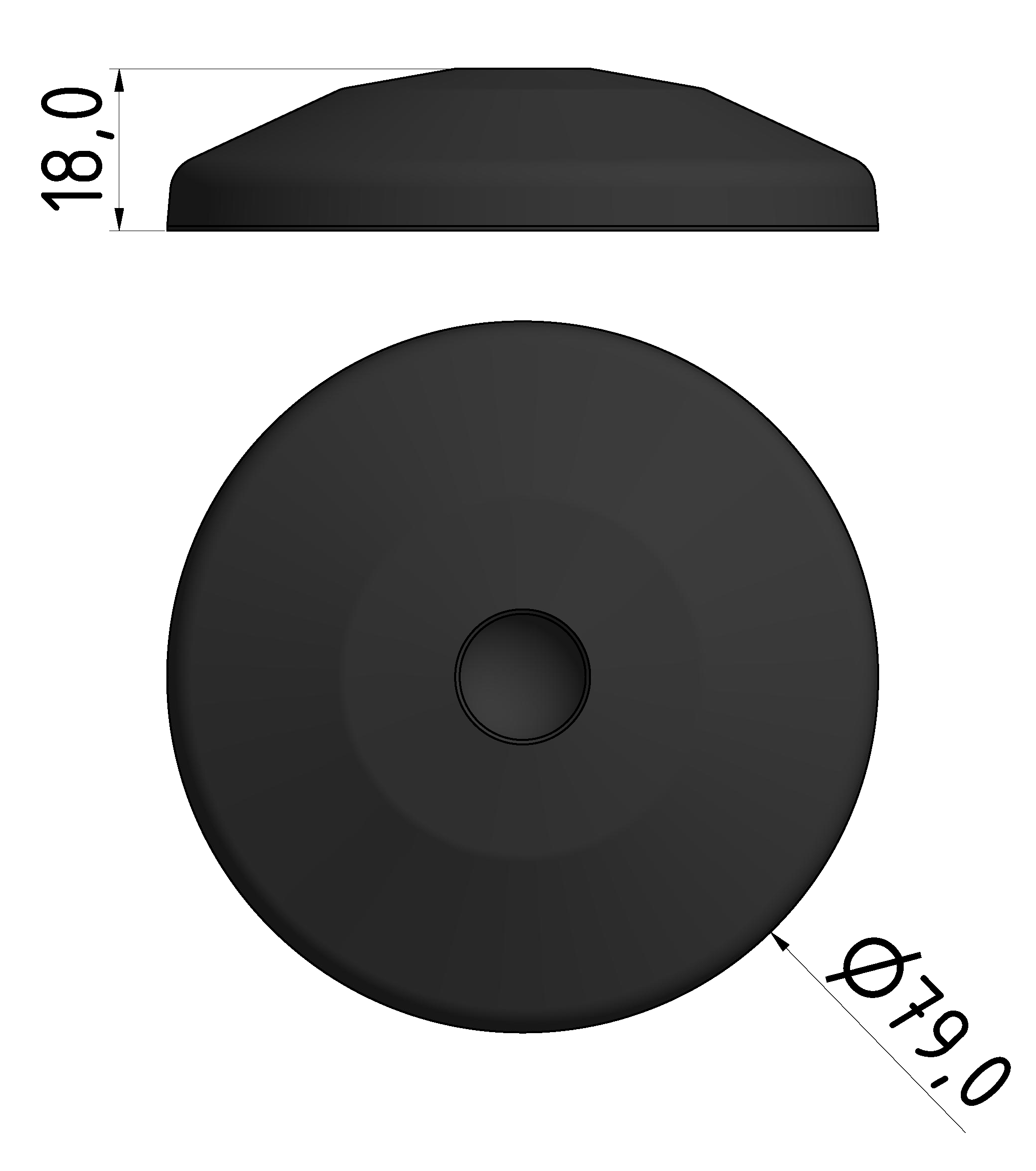Teller A D80 ZN, schwarz