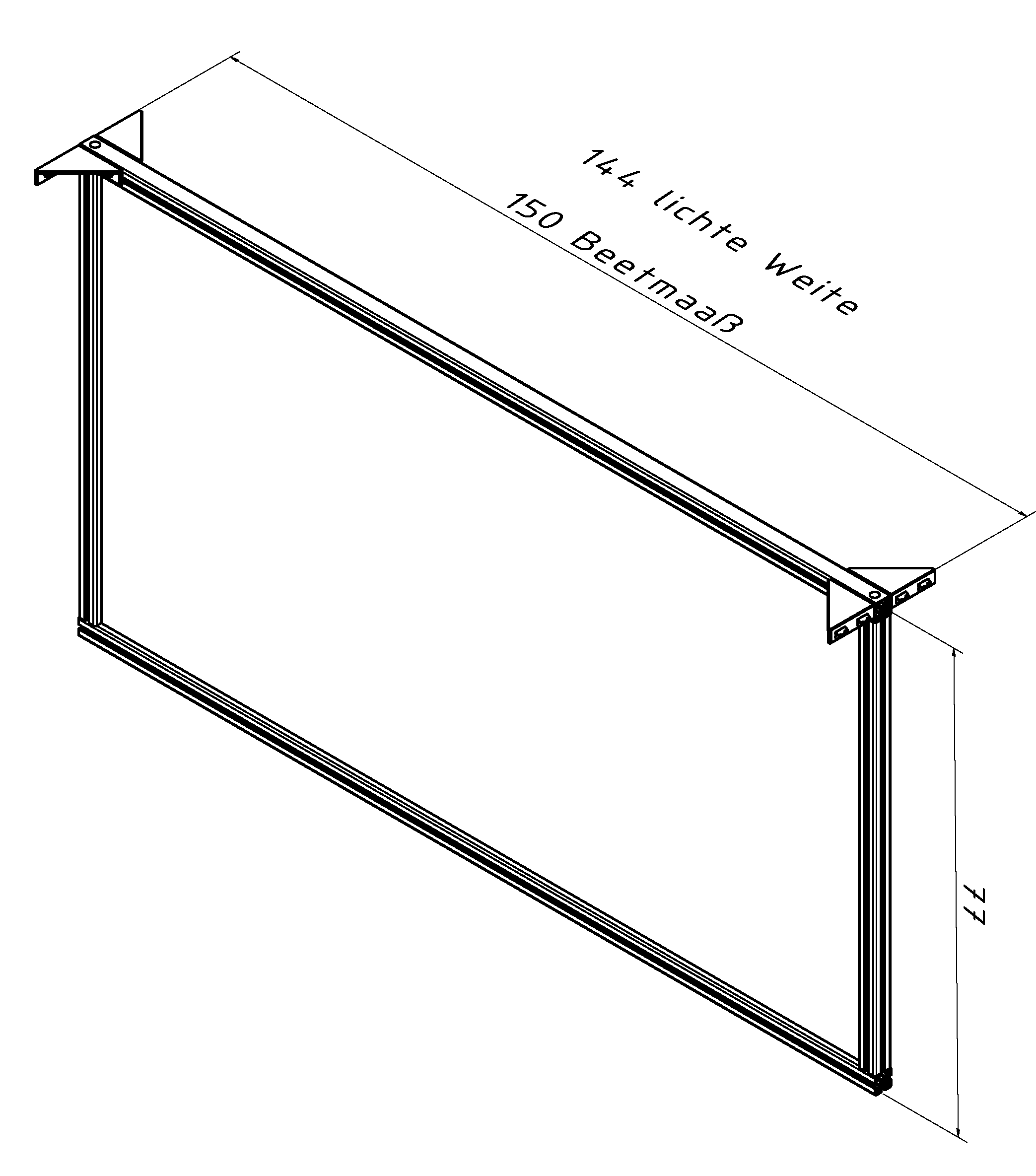 Partition wall aluline 150 cm