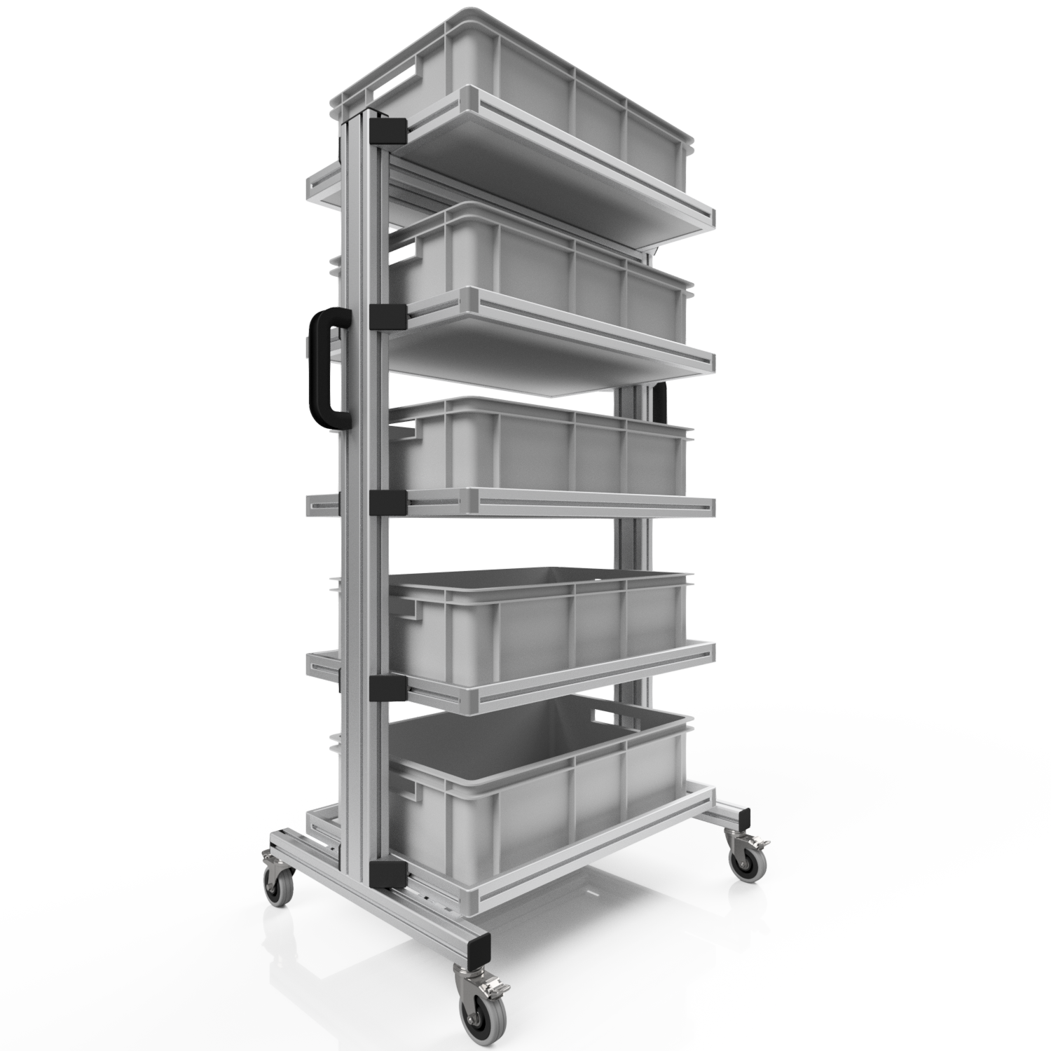 Systemwagen für Eurobehälter 60 x 40 H 134 cm ohne Auszug 