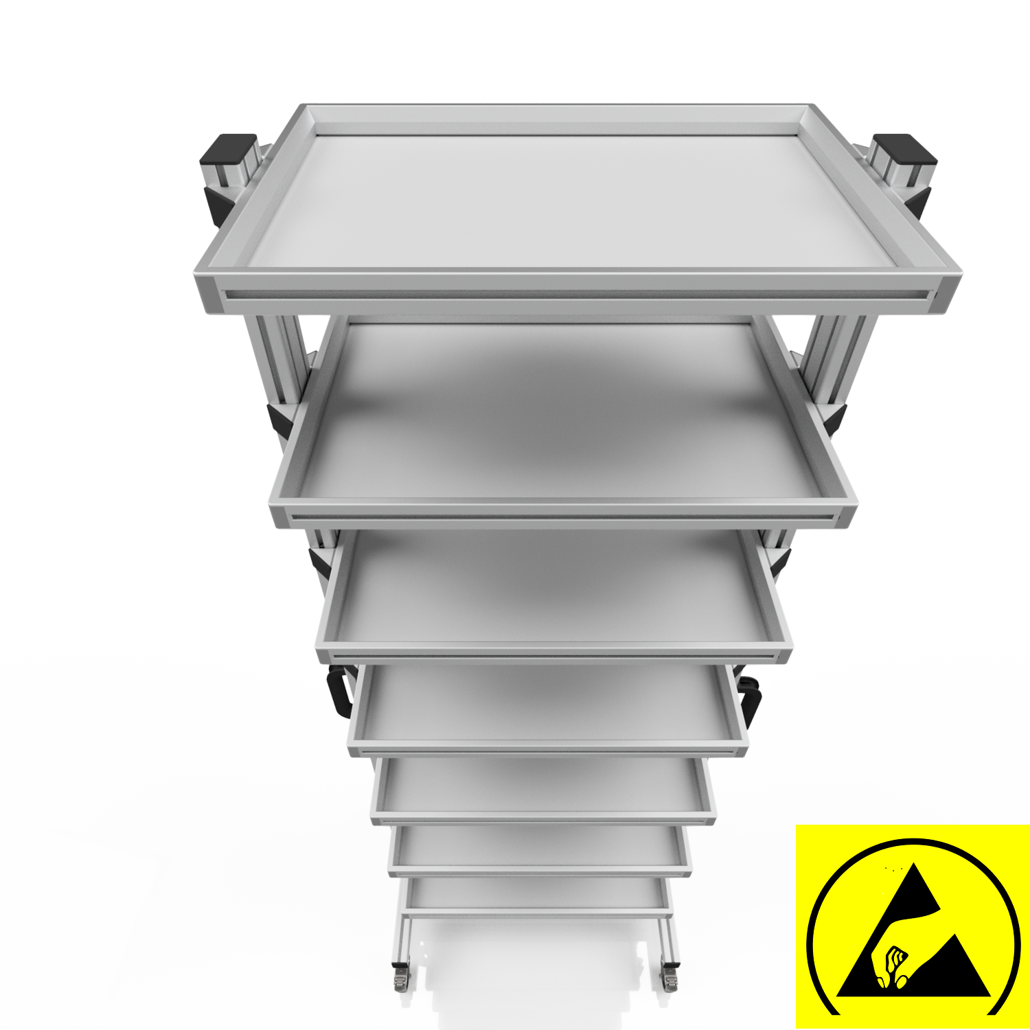 ESD Systemwagen für Eurobehälter 60 x 40 H 200 cm ohne Auszug