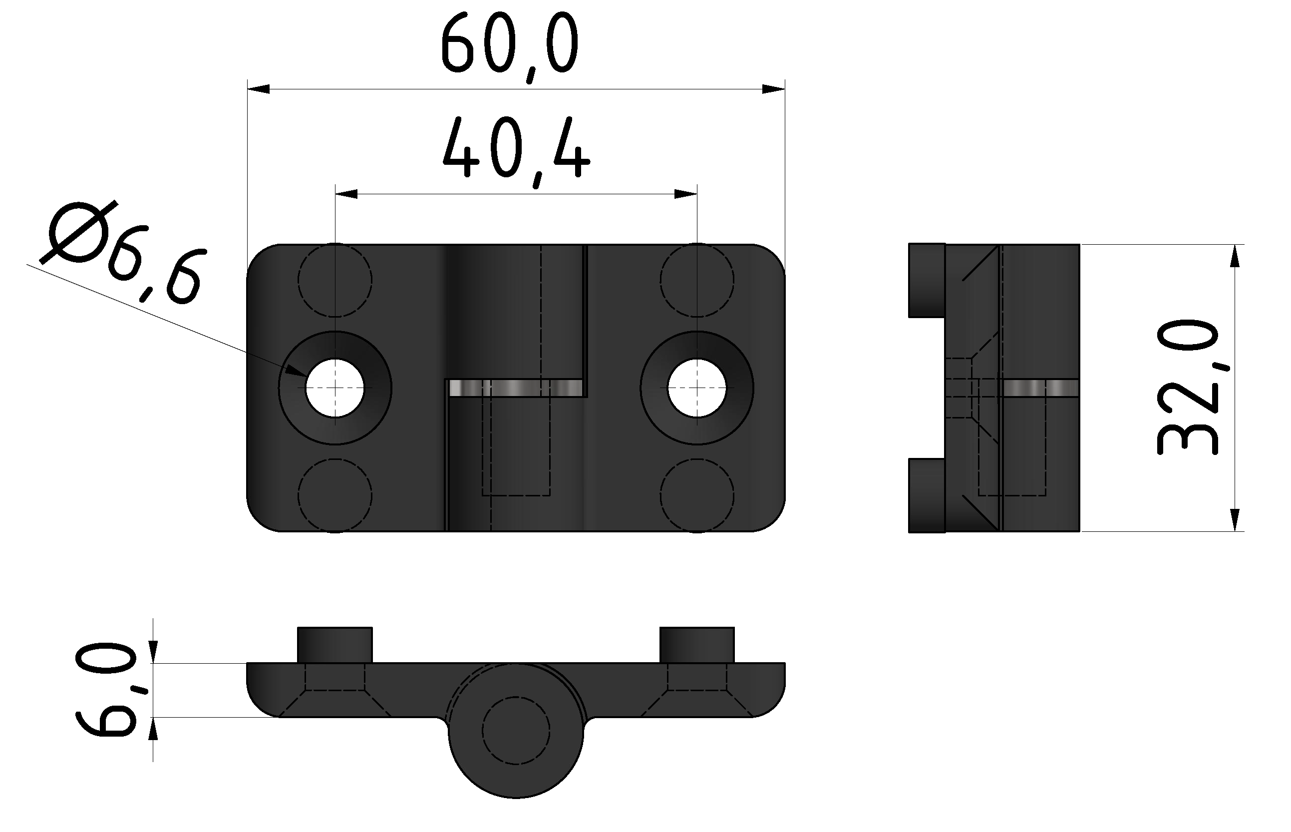 Scharnier 8 PA, rechts, schwarz