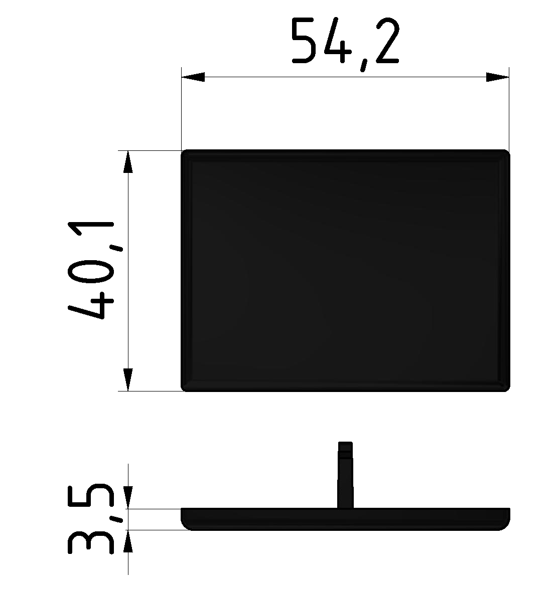 Winkel-Abdeckkappe 8 40x40 Langloch, schwarz