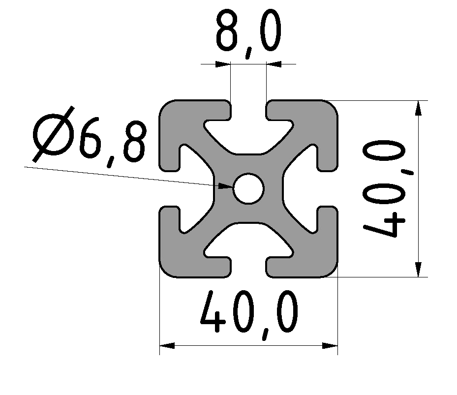 Profil 8 40x40, natur Profil 8 40x40, natur