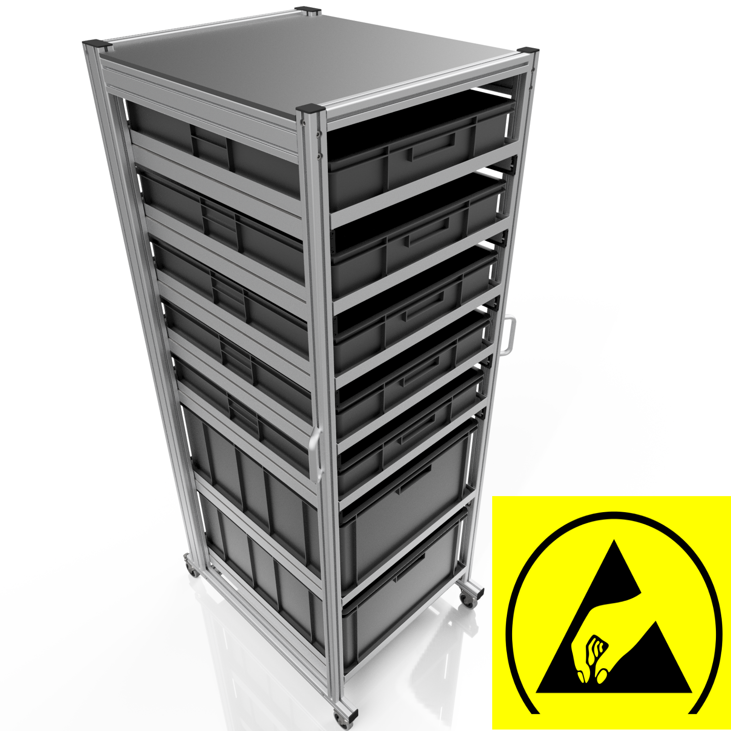 ESD system trolley for Euro containers 80x60 H 200 cm