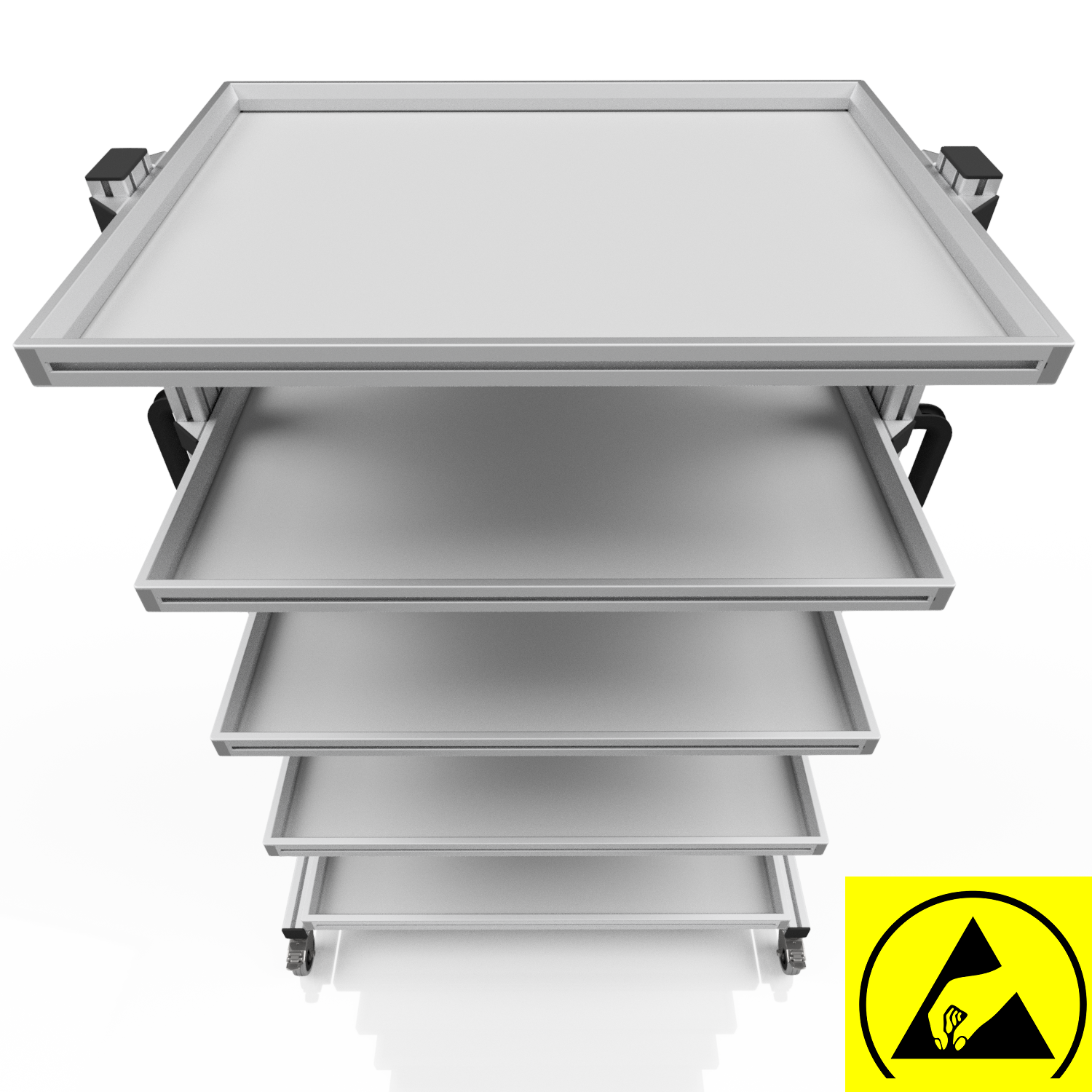 ESD Systemwagen für Eurobehälter 80 x 60 H 134 cm ohne Auszug 
