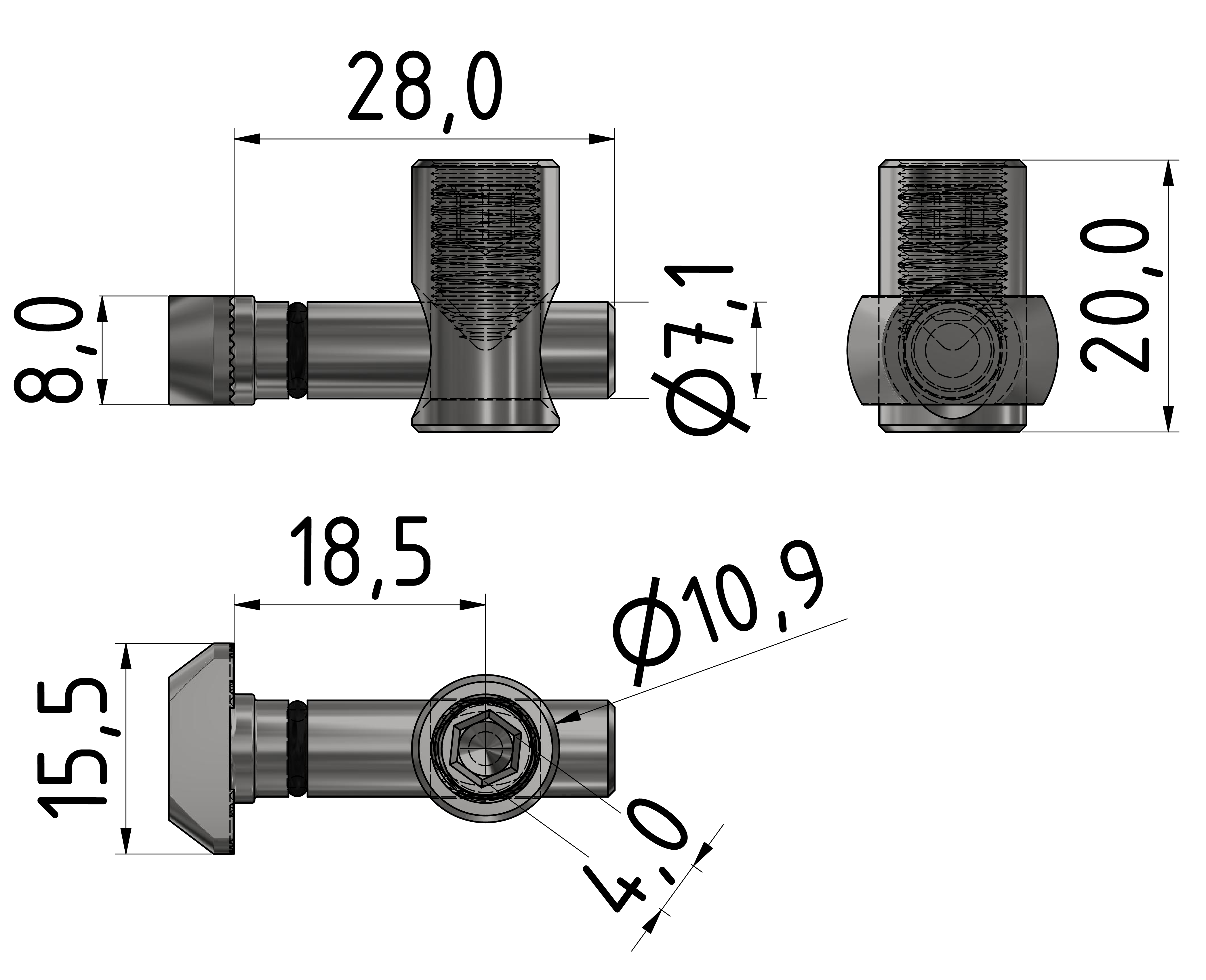 Schnellspannverbinder 90°, verzinkt-8