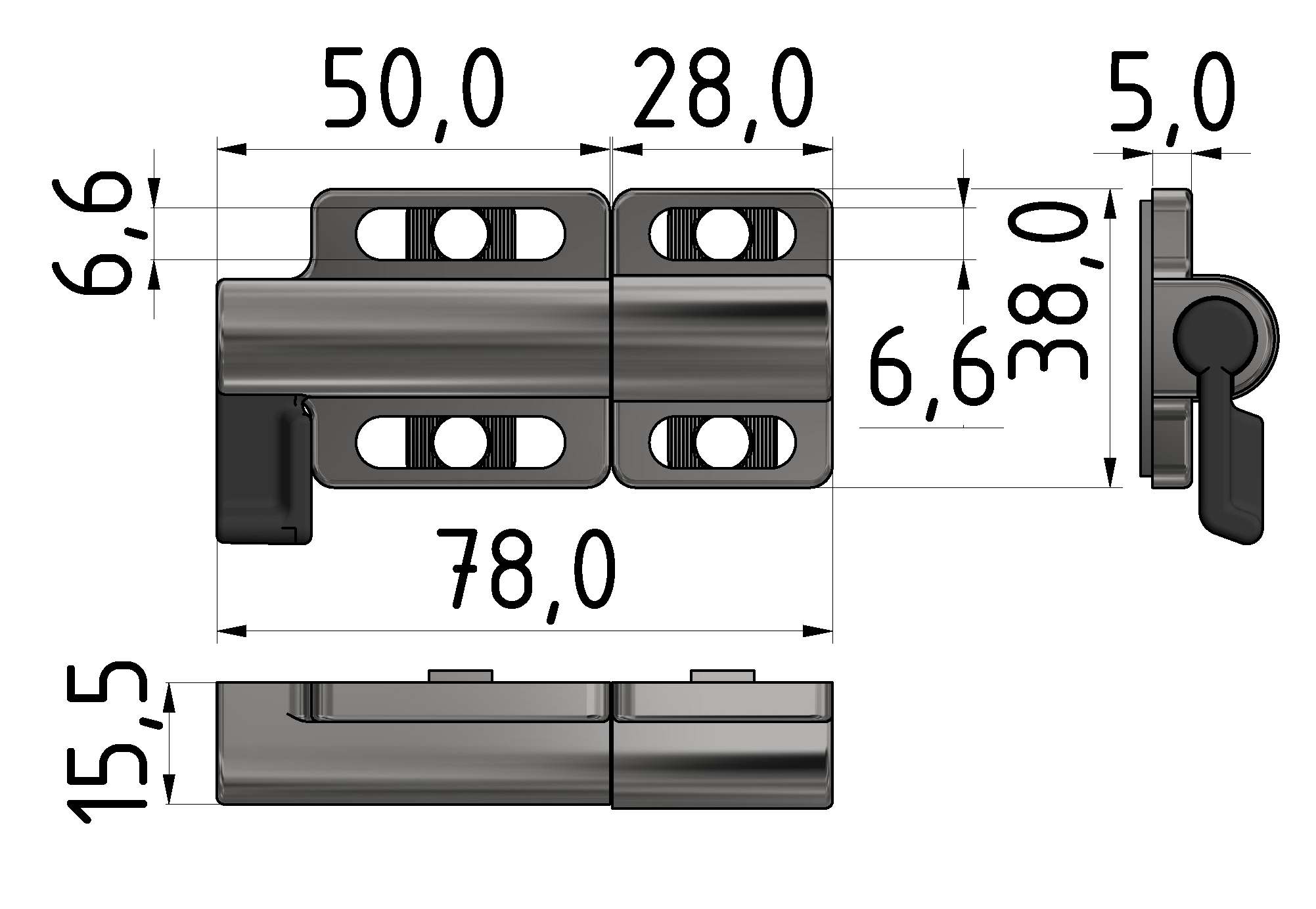 Bolt, white aluminium-6/8/10 Bolt, white aluminium-6/8/10
