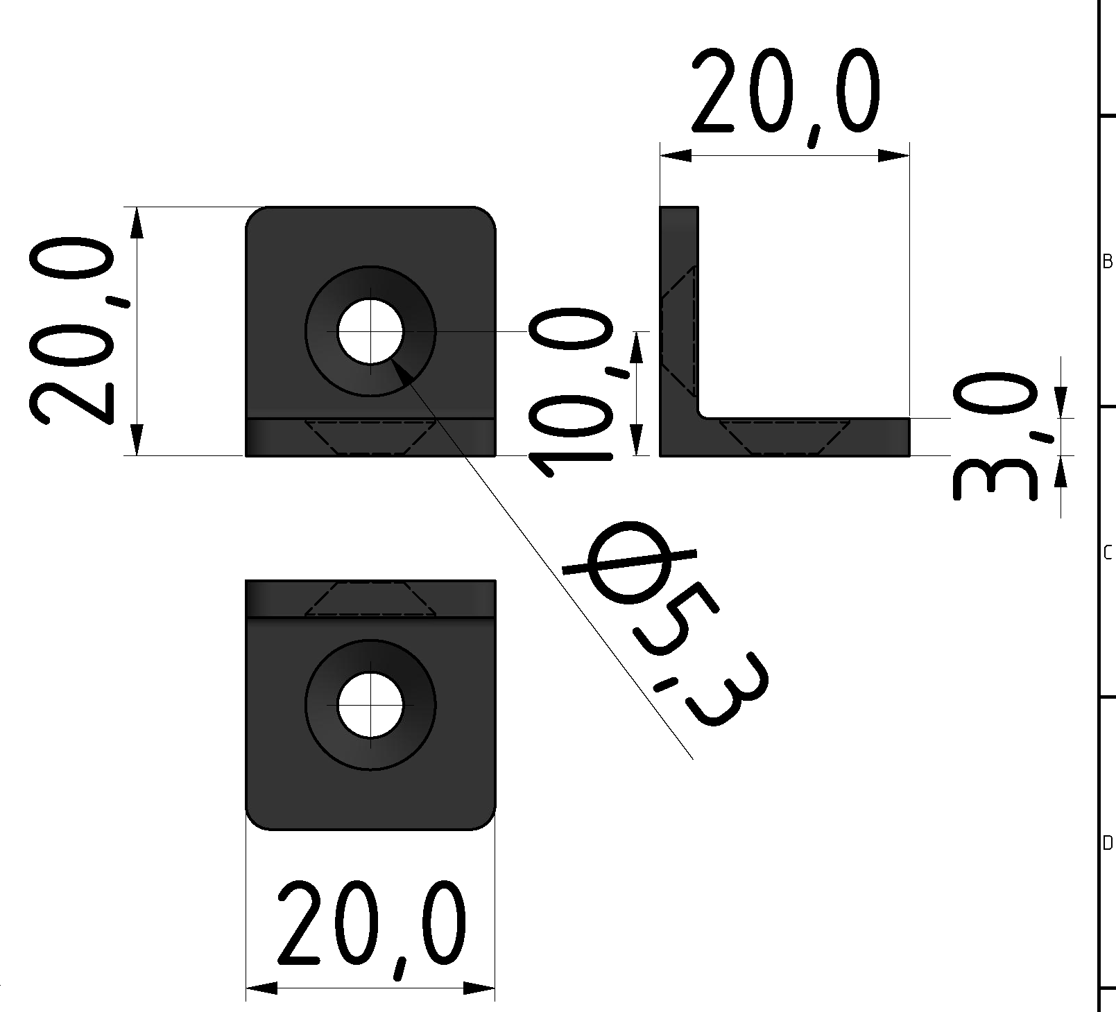 Winkel 5 20, weißaluminium ähnlich RAL 9006