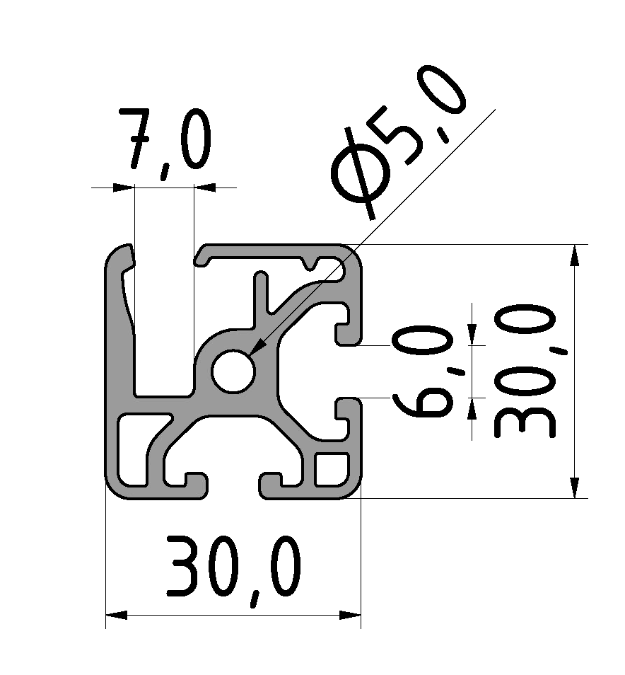 Clamp Profile 6 30x30 E, natural