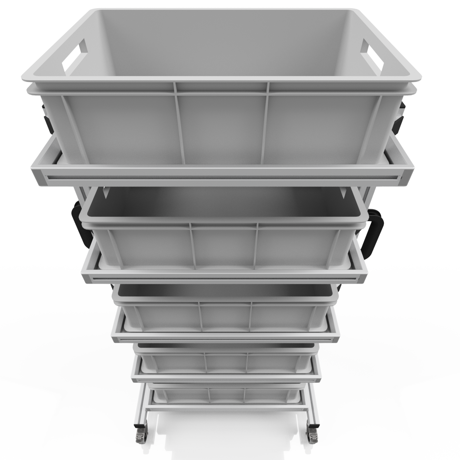 Systemwagen für Eurobehälter 60 x 40 H 134 cm ohne Auszug 
