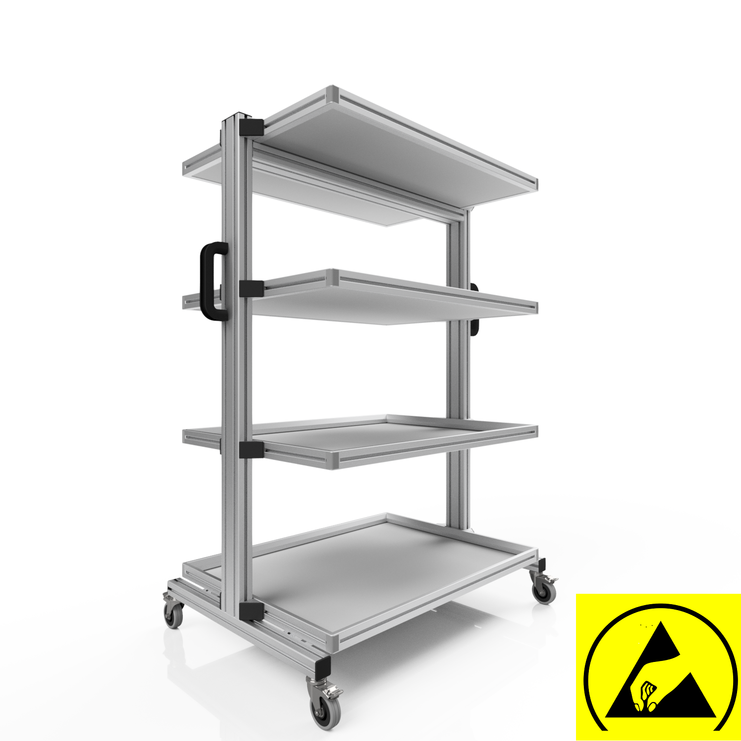 ESD system trolley for Euro containers 80 x 60 H 134 cm without pull-out