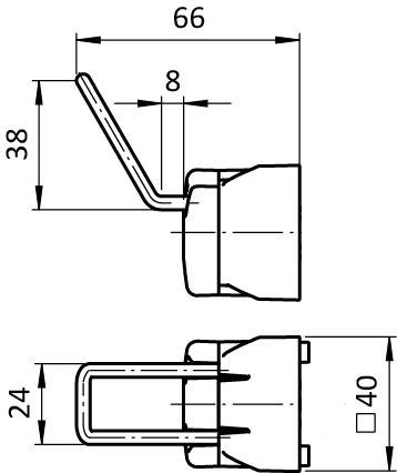 Haken 8 40x40, grau ähnlich RAL 7042