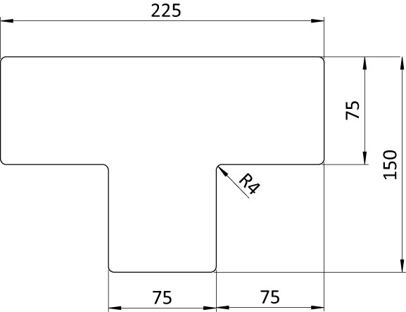 Bodenmarkierung T-Form 75 - blau