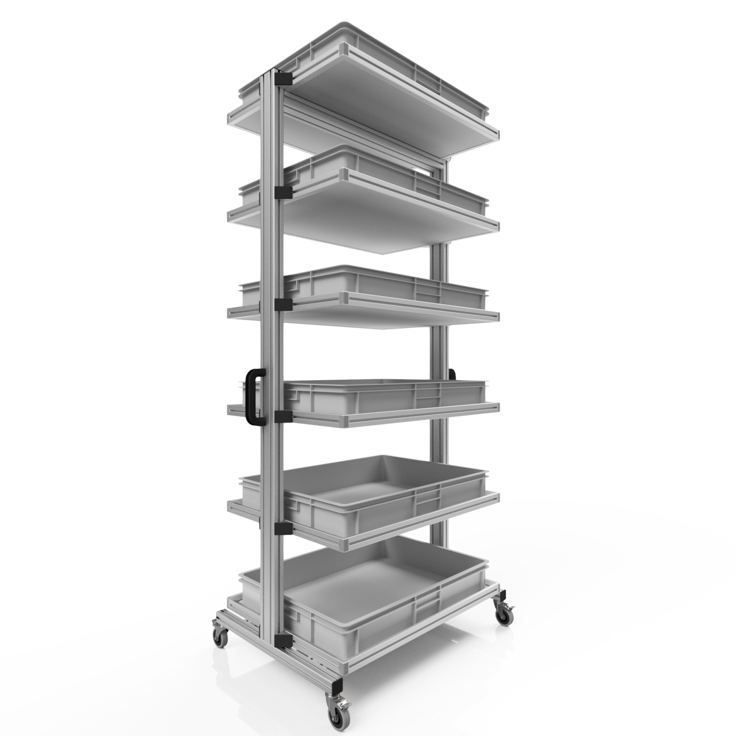 System trolley for Euro containers 80 x 60 H 200 cm without pull-out