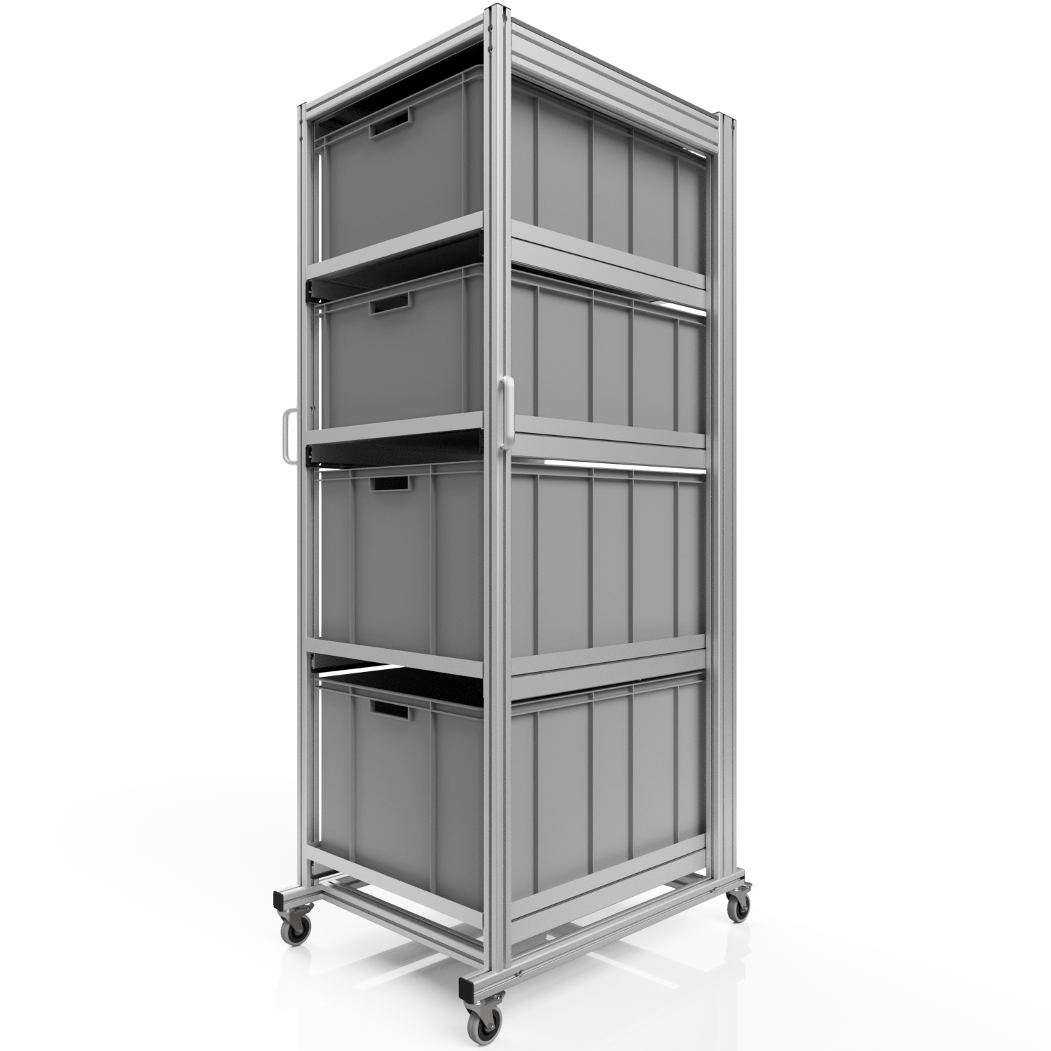Systemwagen mit Eurobehälter 80x60 H 200 cm