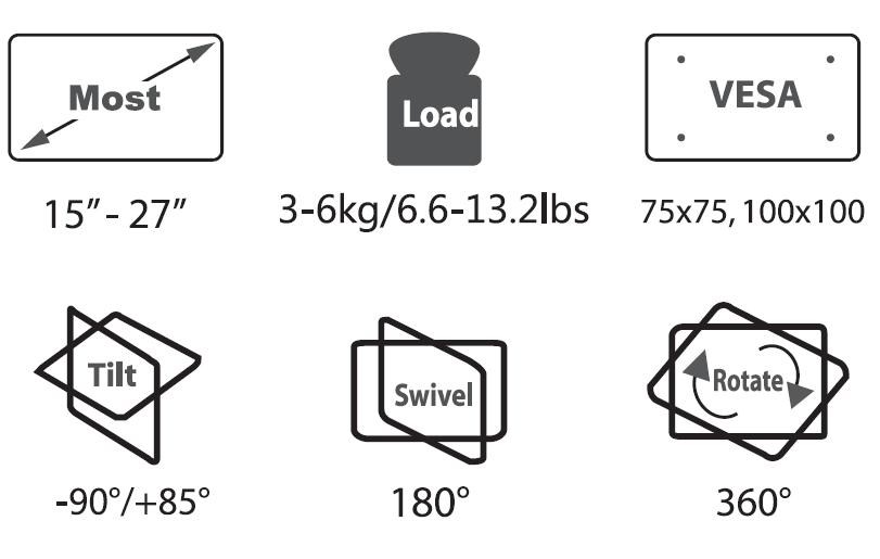 Monitor Arm, height-adjustable 2MP