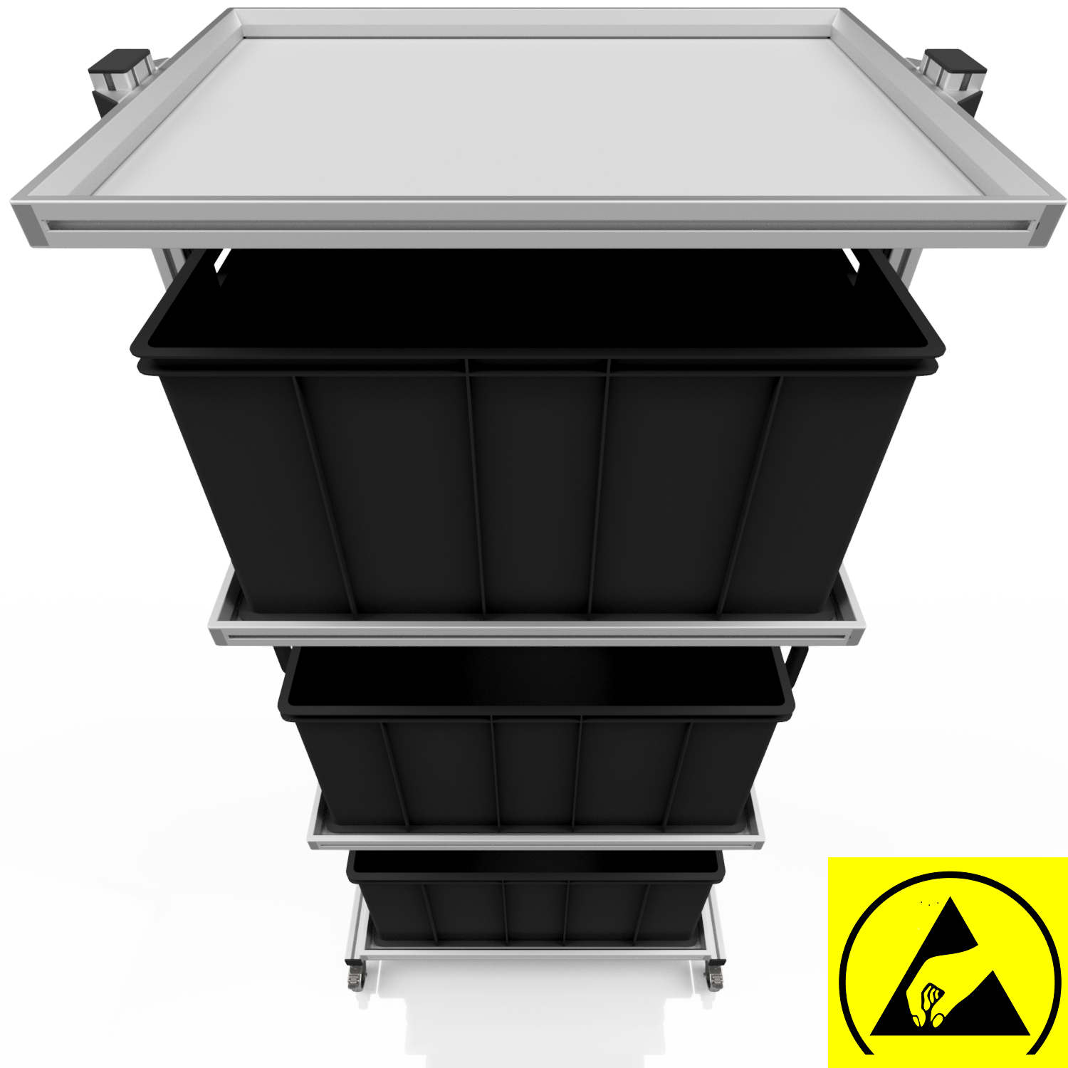 ESD system trolley for Euro containers 80 x 60 H 200 cm without pull-out