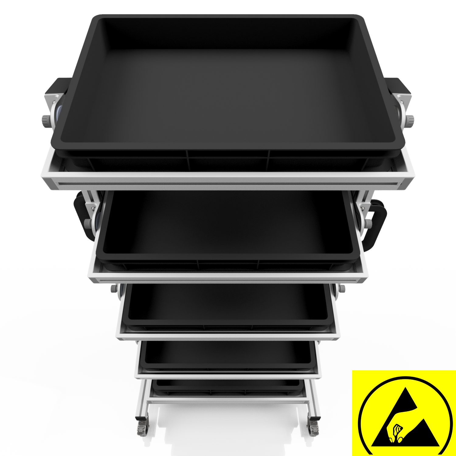 ESD system trolley for Euro containers 60 x 40 H 134 cm tiltable ESD system trolley for Euro containers 60 x 40 H 134 cm tiltable