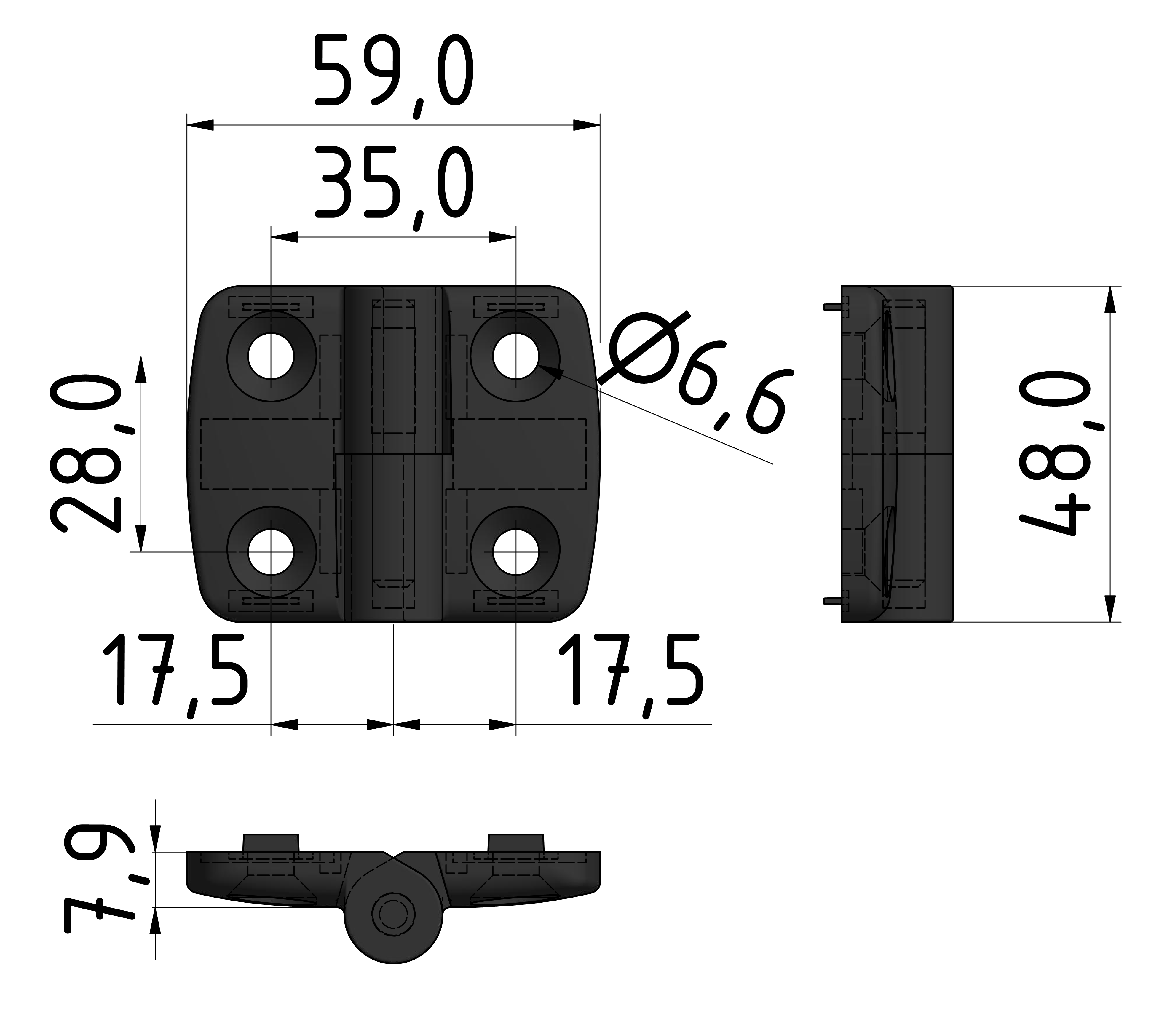 Kombischarnier rechts 30x30 PA, schwarz-8