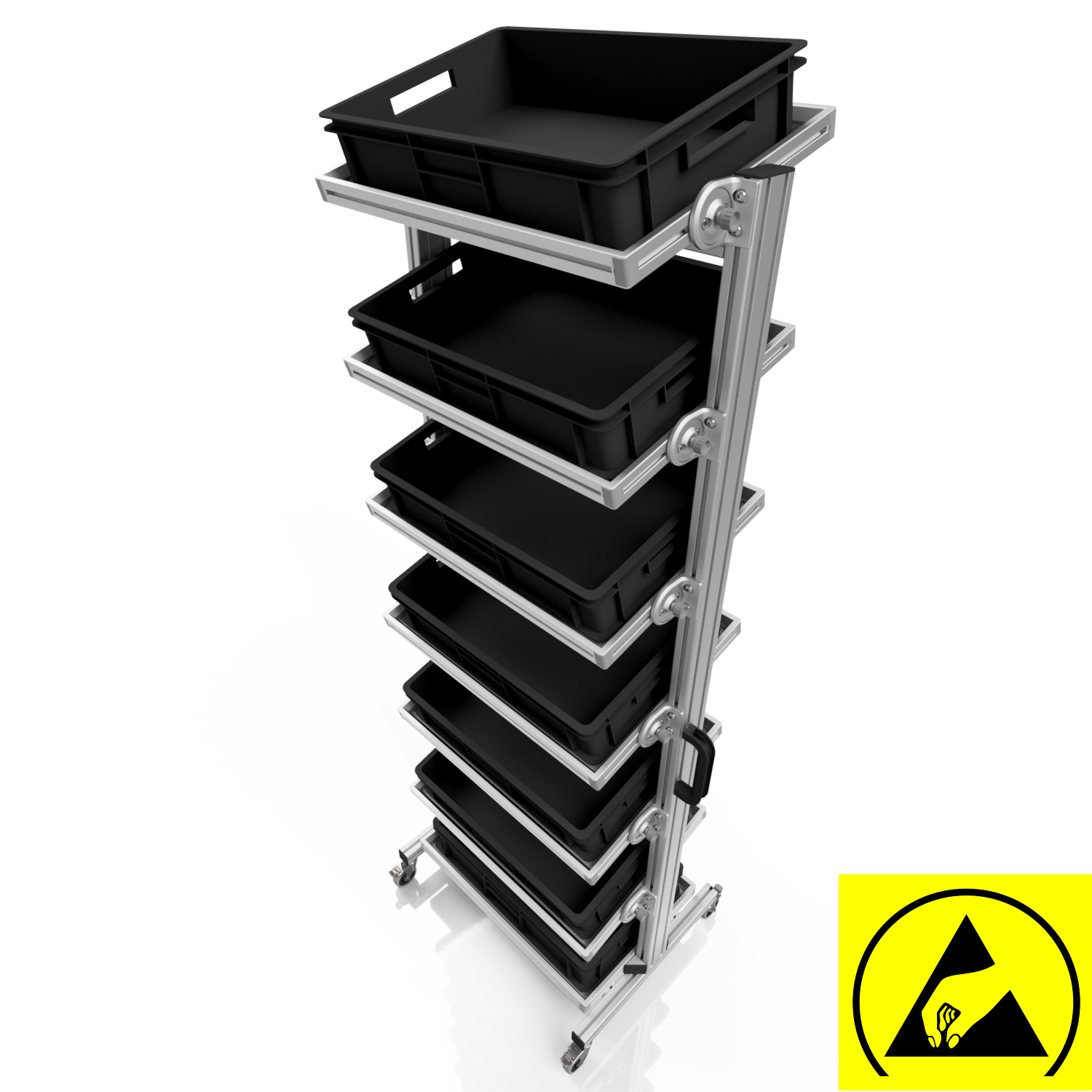 ESD Systemwagen für Eurobehälter 60 x 40 H 200 cm neigbar