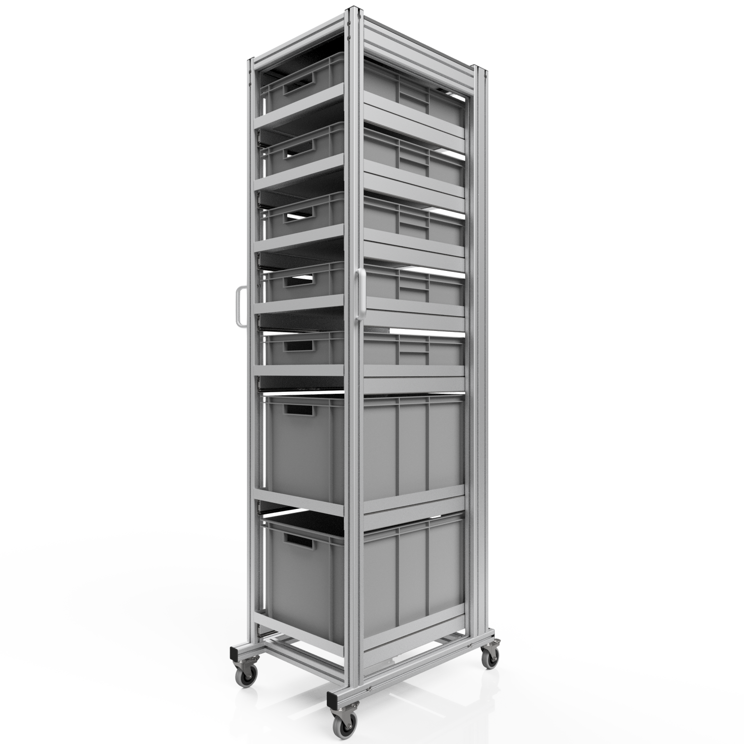 Systemwagen mit Eurobehälter 60x40 H 200 cm