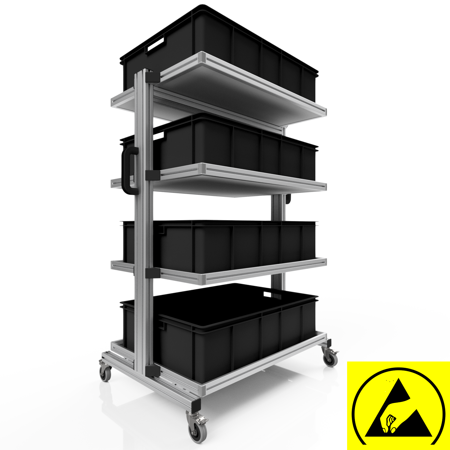ESD system trolley for Euro containers 80 x 60 H 134 cm without pull-out