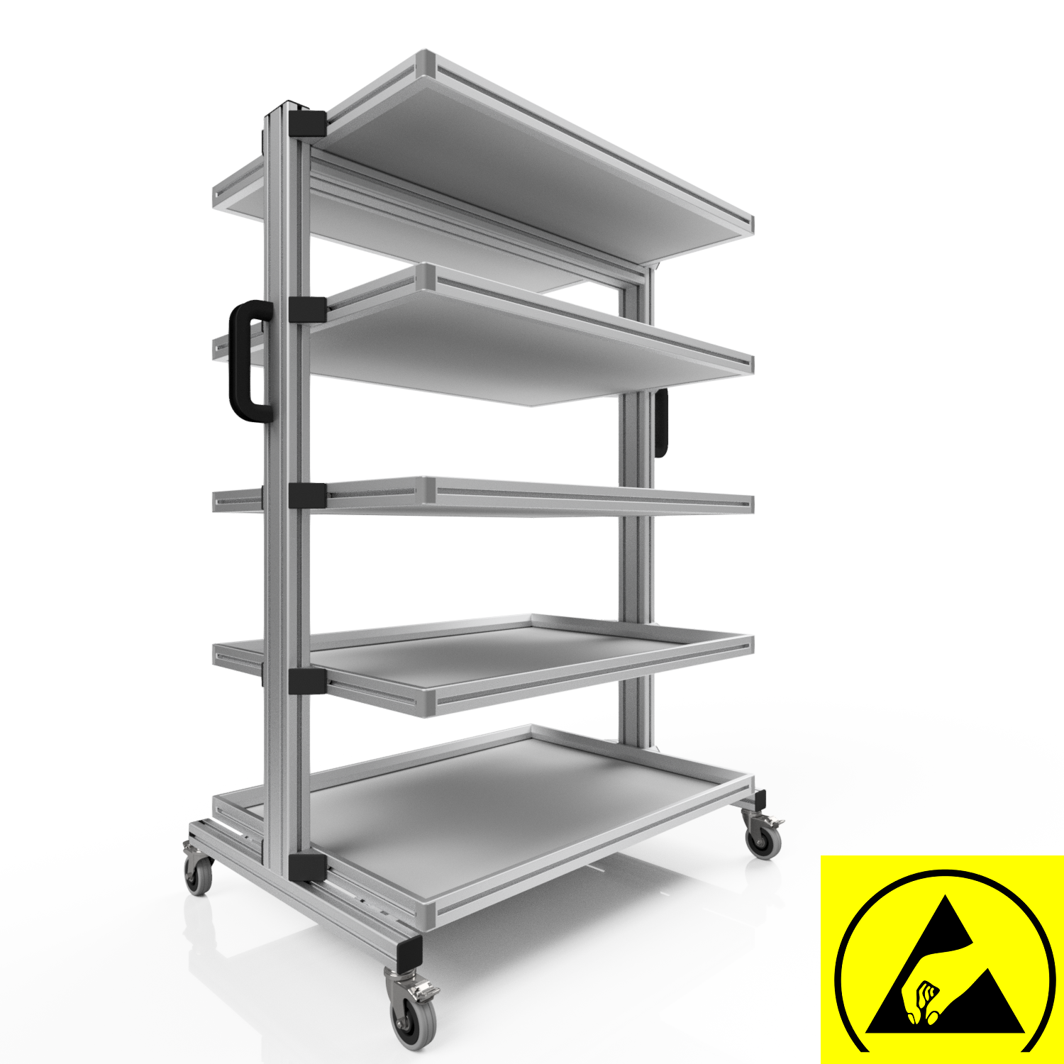 ESD Systemwagen für Eurobehälter 80 x 60 H 134 cm ohne Auszug 