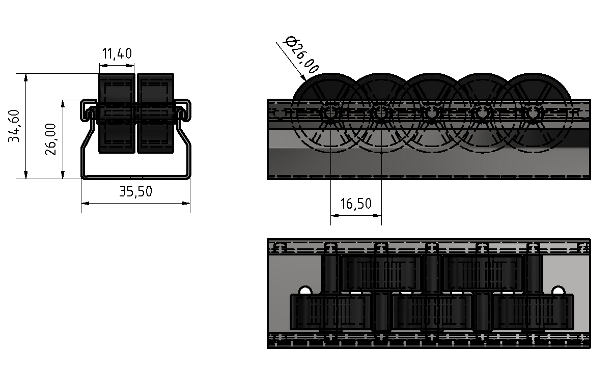 Roller Conveyor St D30 ESD with Flanged Wheel, black