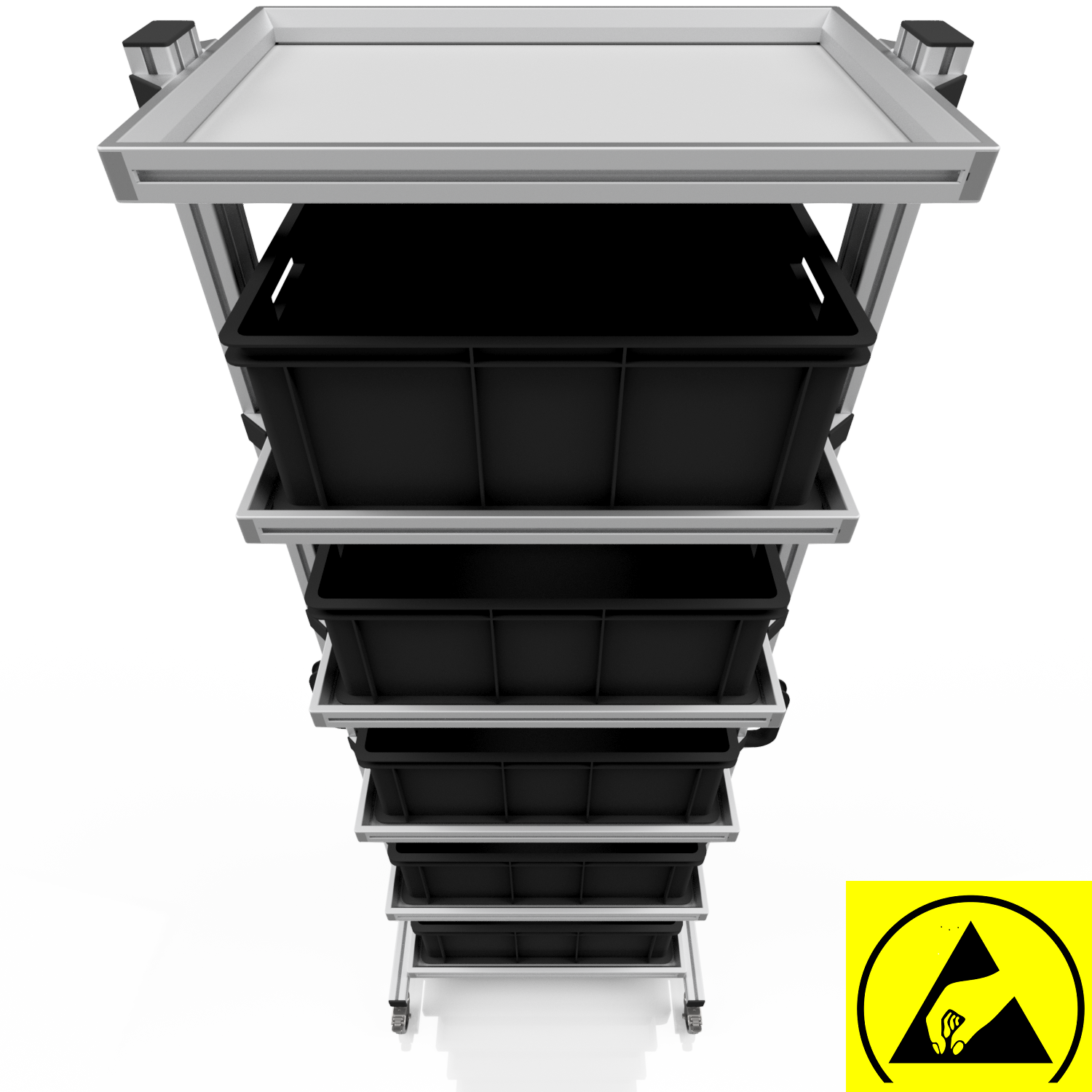 ESD Systemwagen für Eurobehälter 60 x 40 H 200 cm ohne Auszug