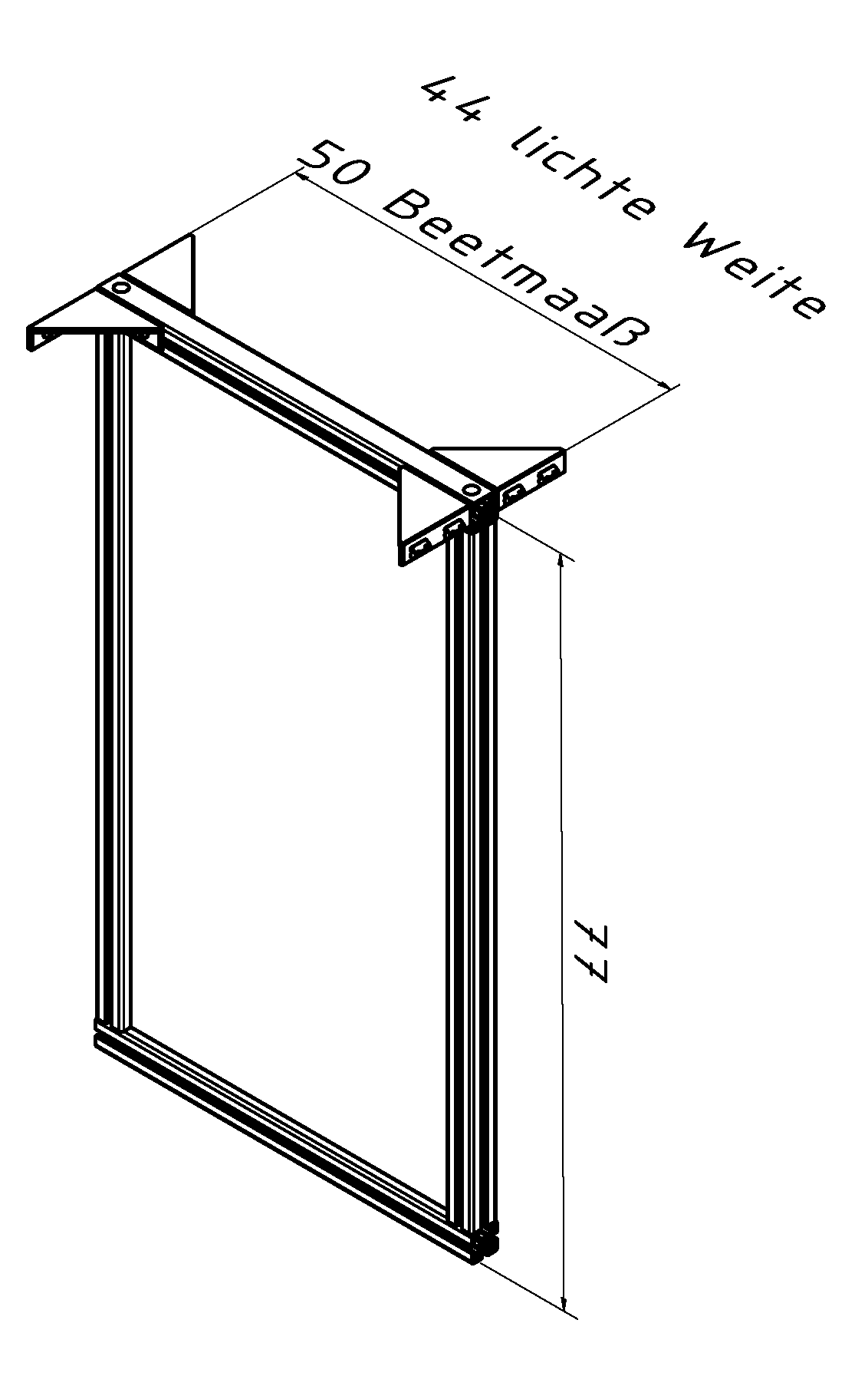 Partition wall aluline 50 cm