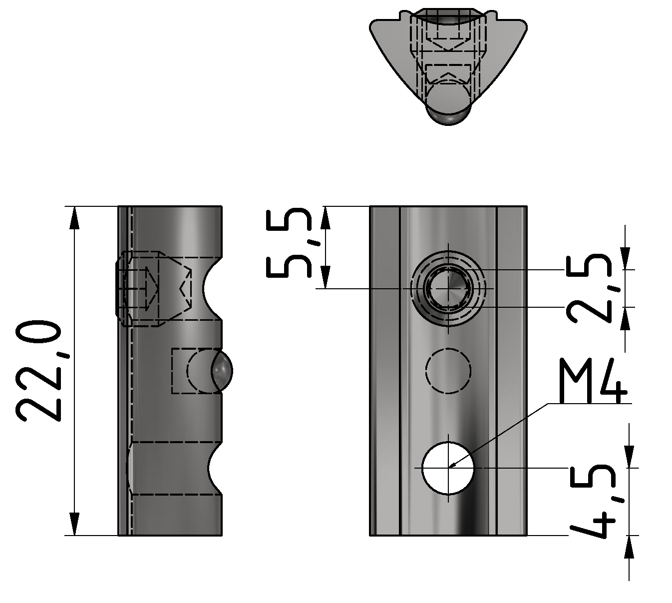 T-Slot Nut F 6 St M4, bright zinc-plated