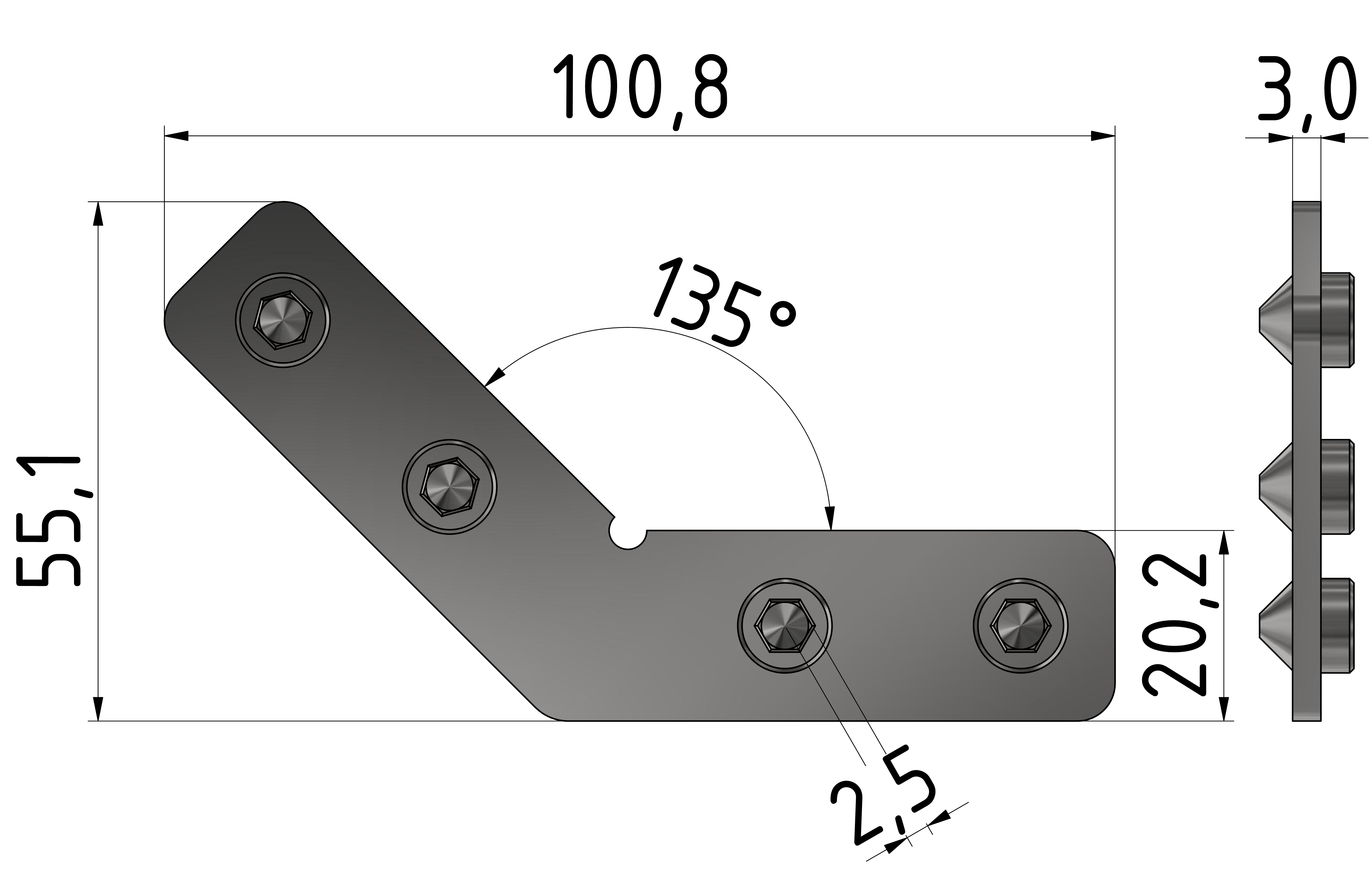 Gehrungsverbinder 45°, verzinkt-10