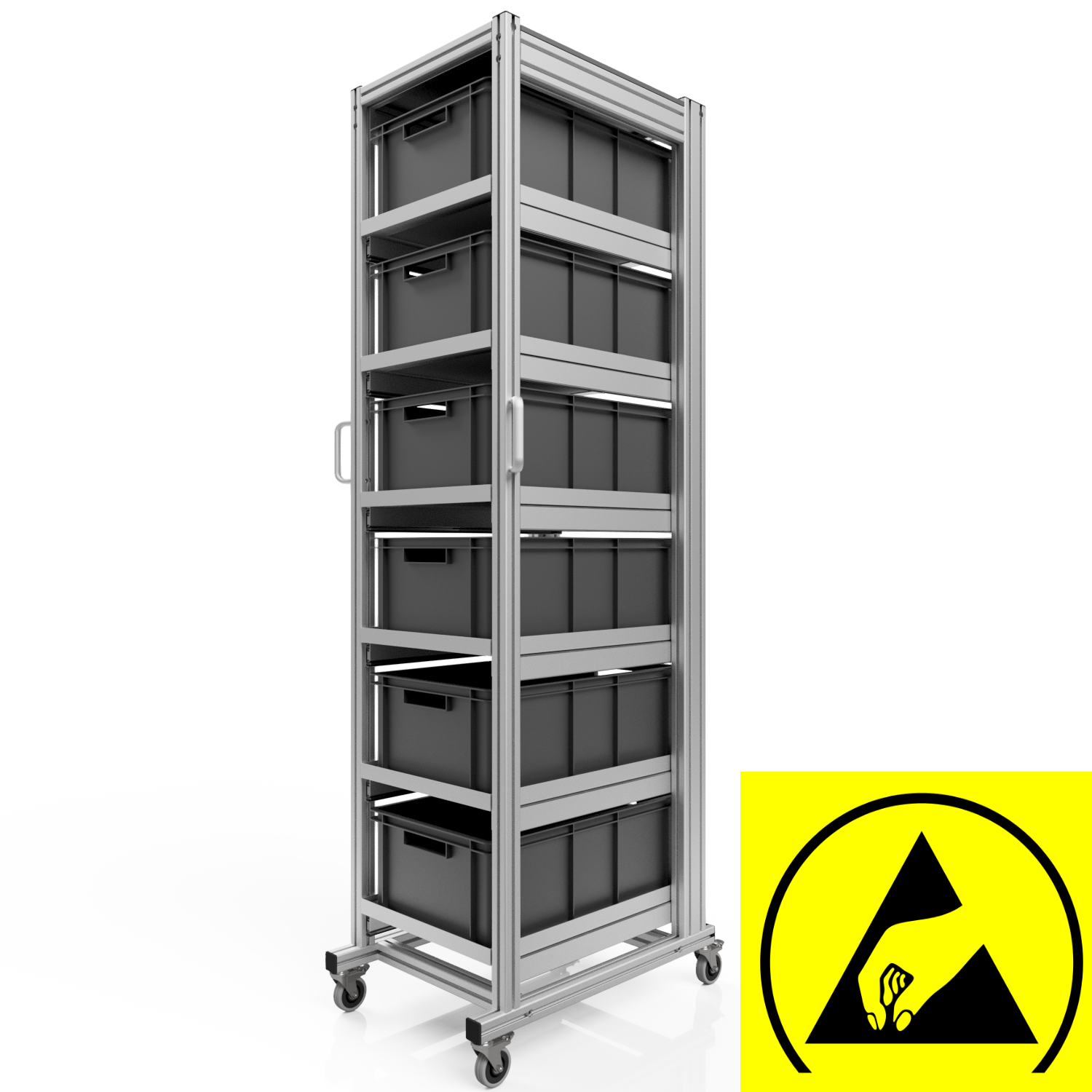 ESD system trolley for Euro containers 60x40 H 200 cm