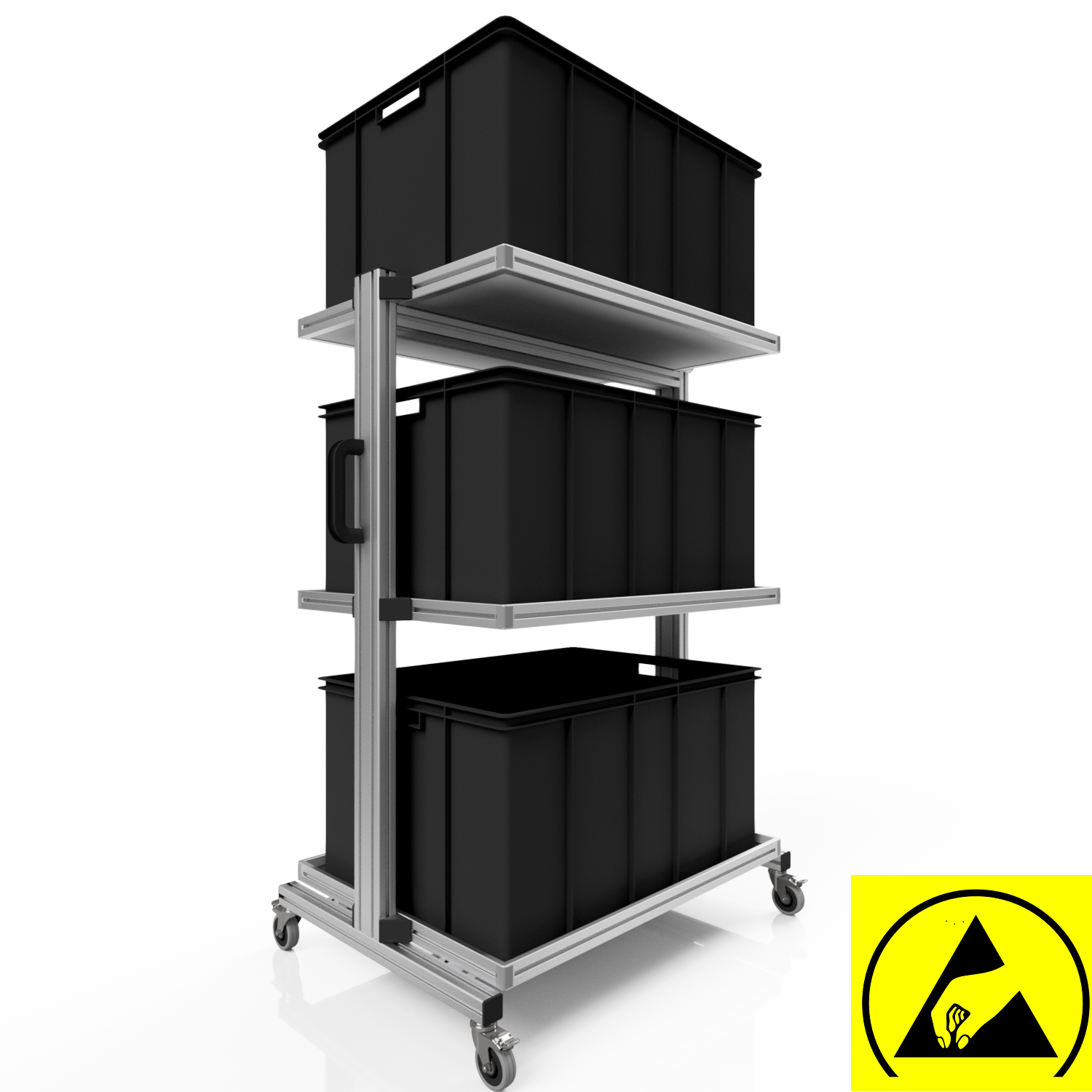 ESD system trolley for Euro containers 80 x 60 H 134 cm without pull-out