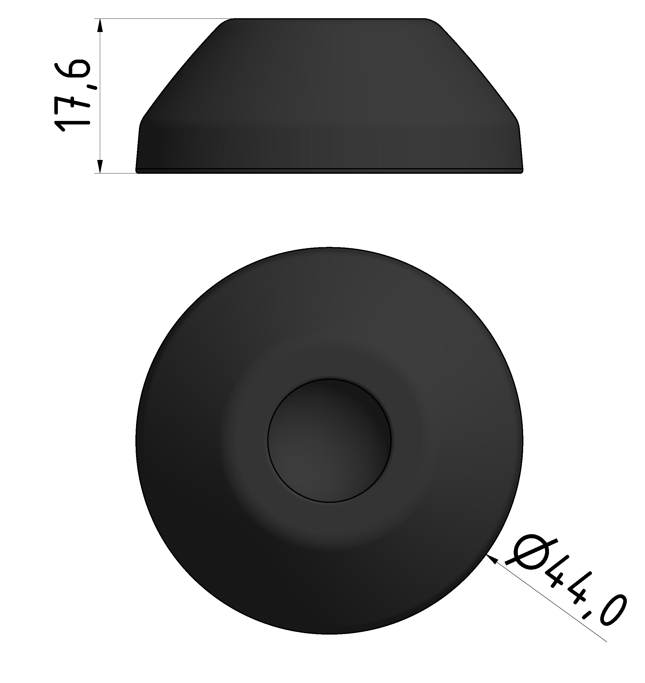 Base A D45 PA, black