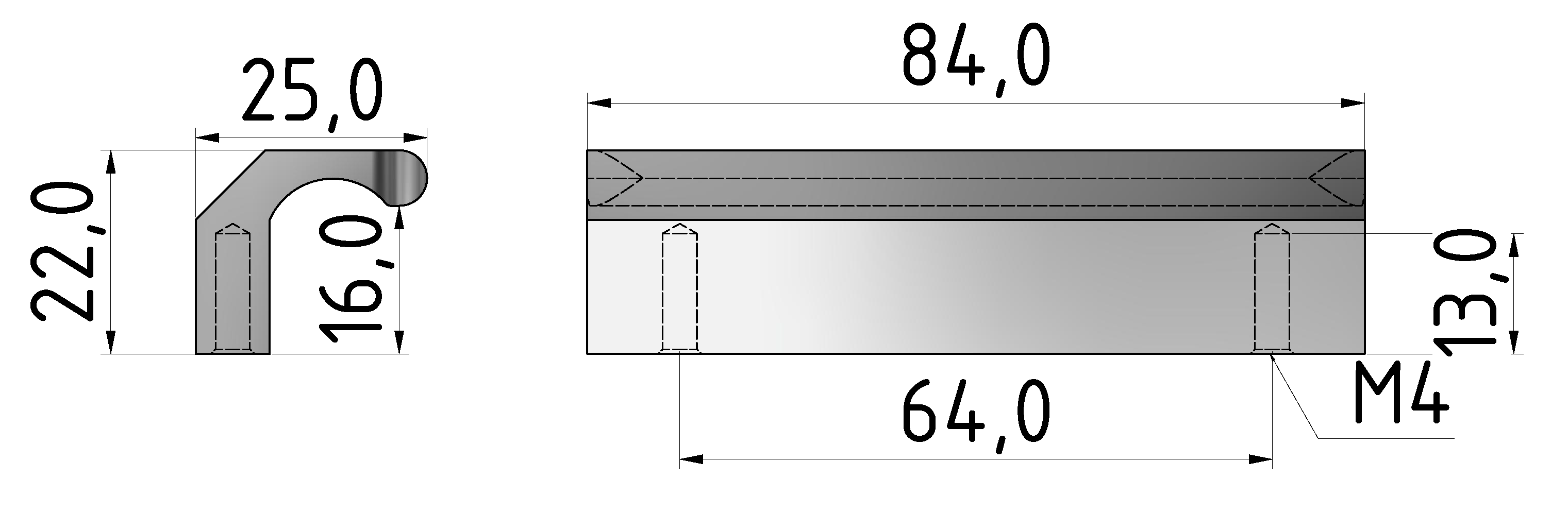 Grip Rail X 8 PA 60, grey Grip Rail X 8 PA 60, grey