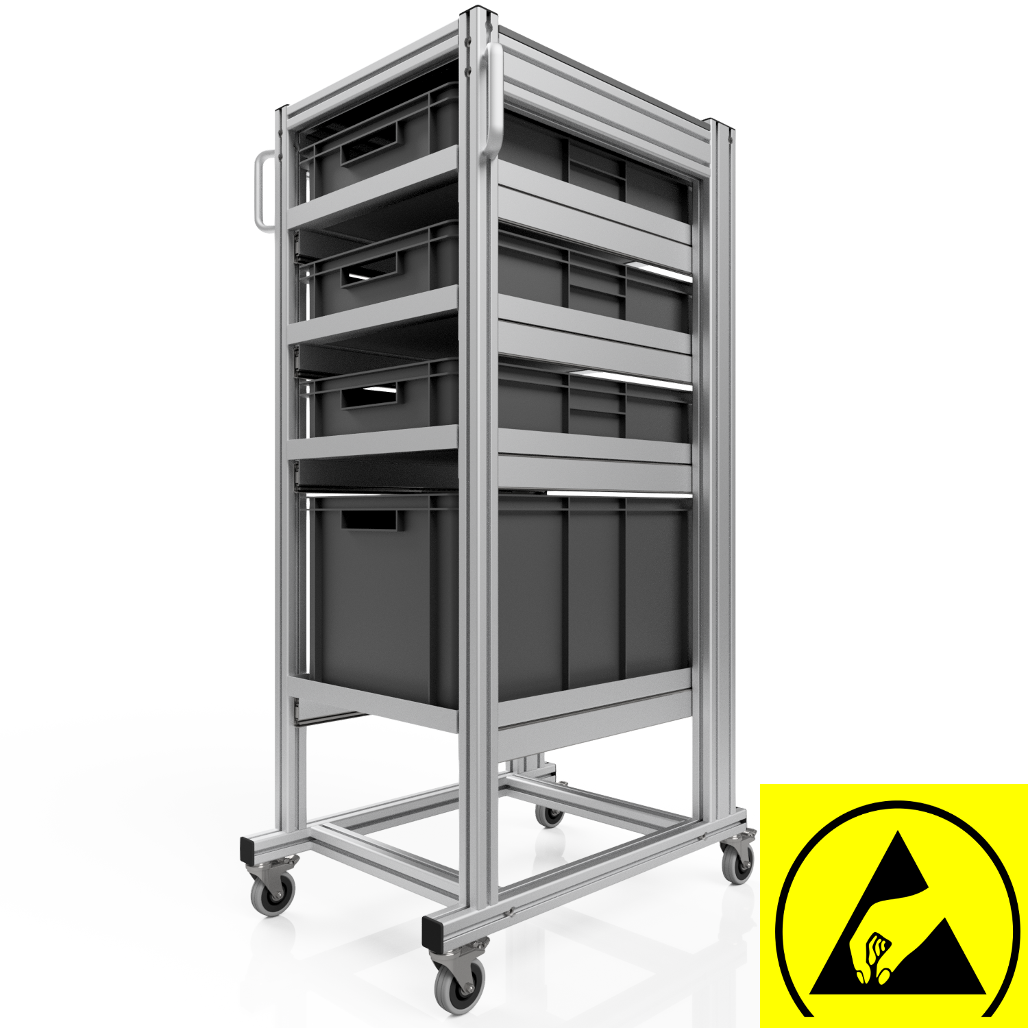 ESD system trolley for Euro containers 60x40 H 134 cm