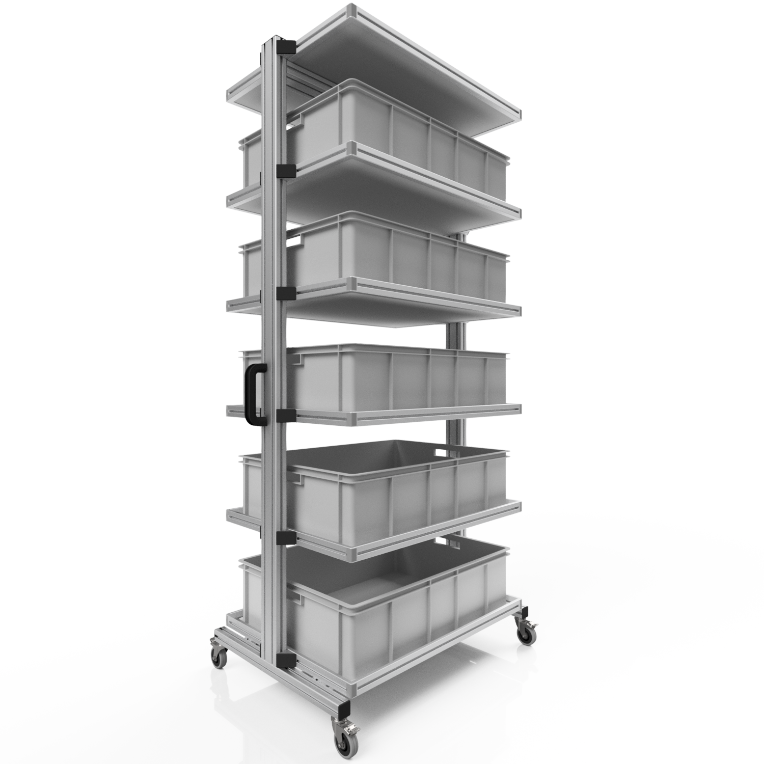 System trolley for Euro containers 80 x 60 H 200 cm without pull-out