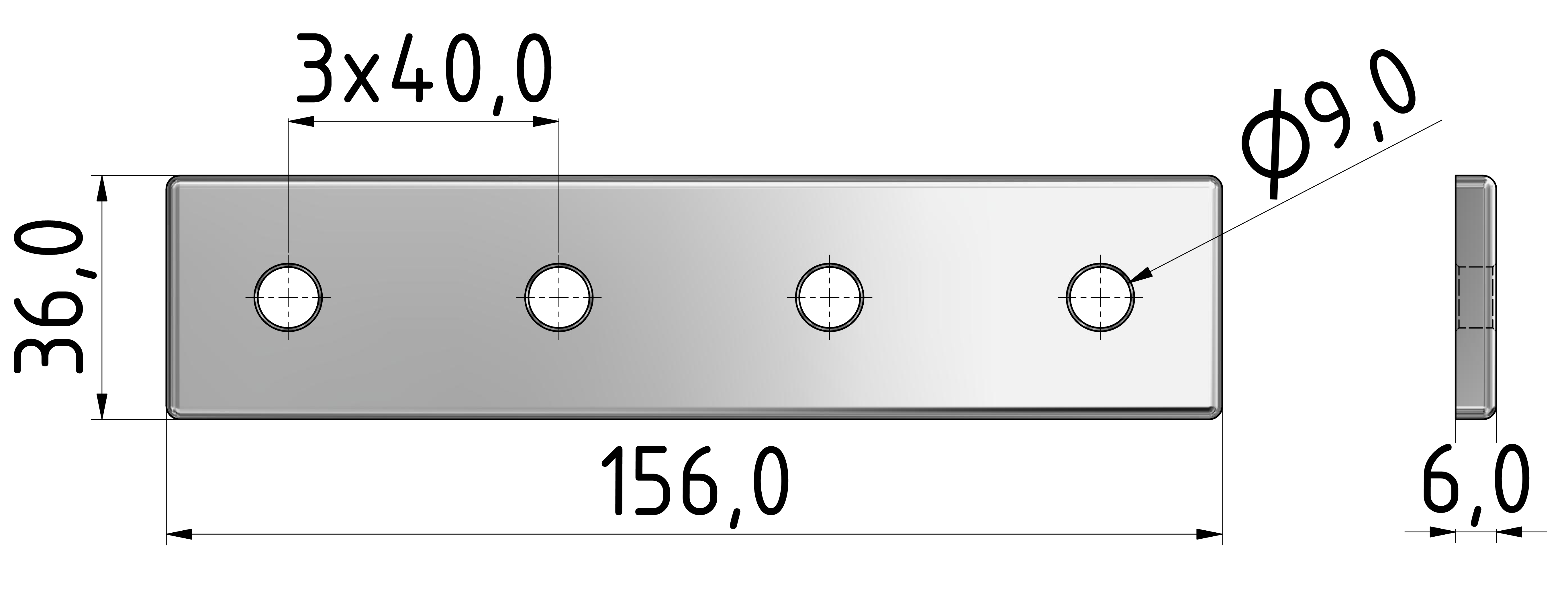 Verbinderplatte 40x160, eloxiert-10