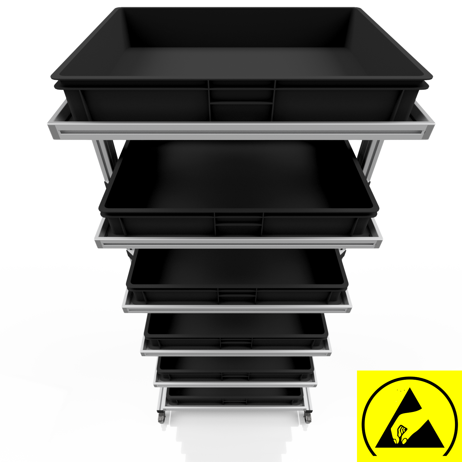 ESD system trolley for Euro containers 80 x 60 H 200 cm without pull-out