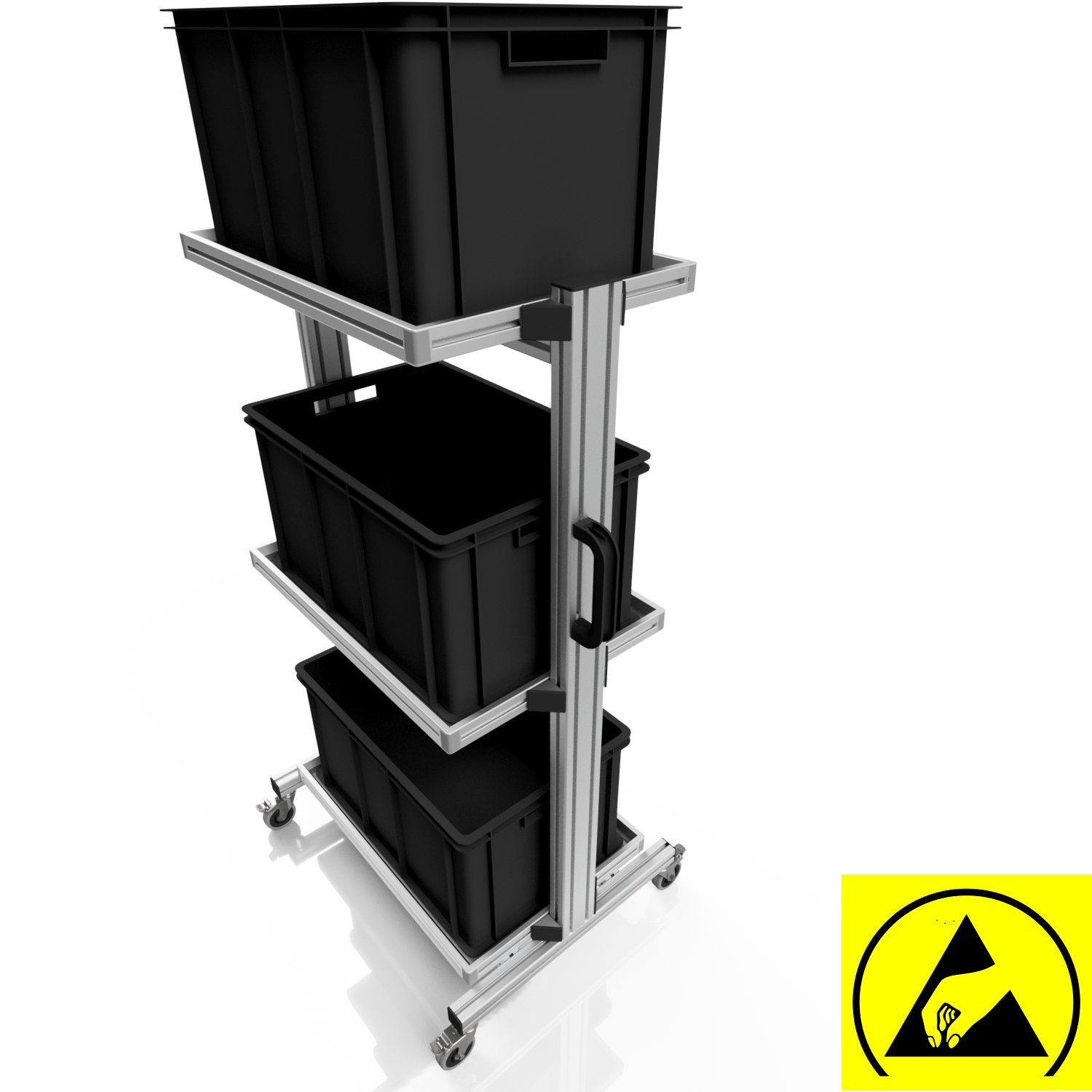 ESD system trolley for Euro containers 60 x 40 H 134 cm without pull-out  ESD system trolley for Euro containers 60 x 40 H 134 cm without pull-out