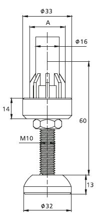 Plug-in Knuckle Foot D32 heavy, bright zinc-plated
