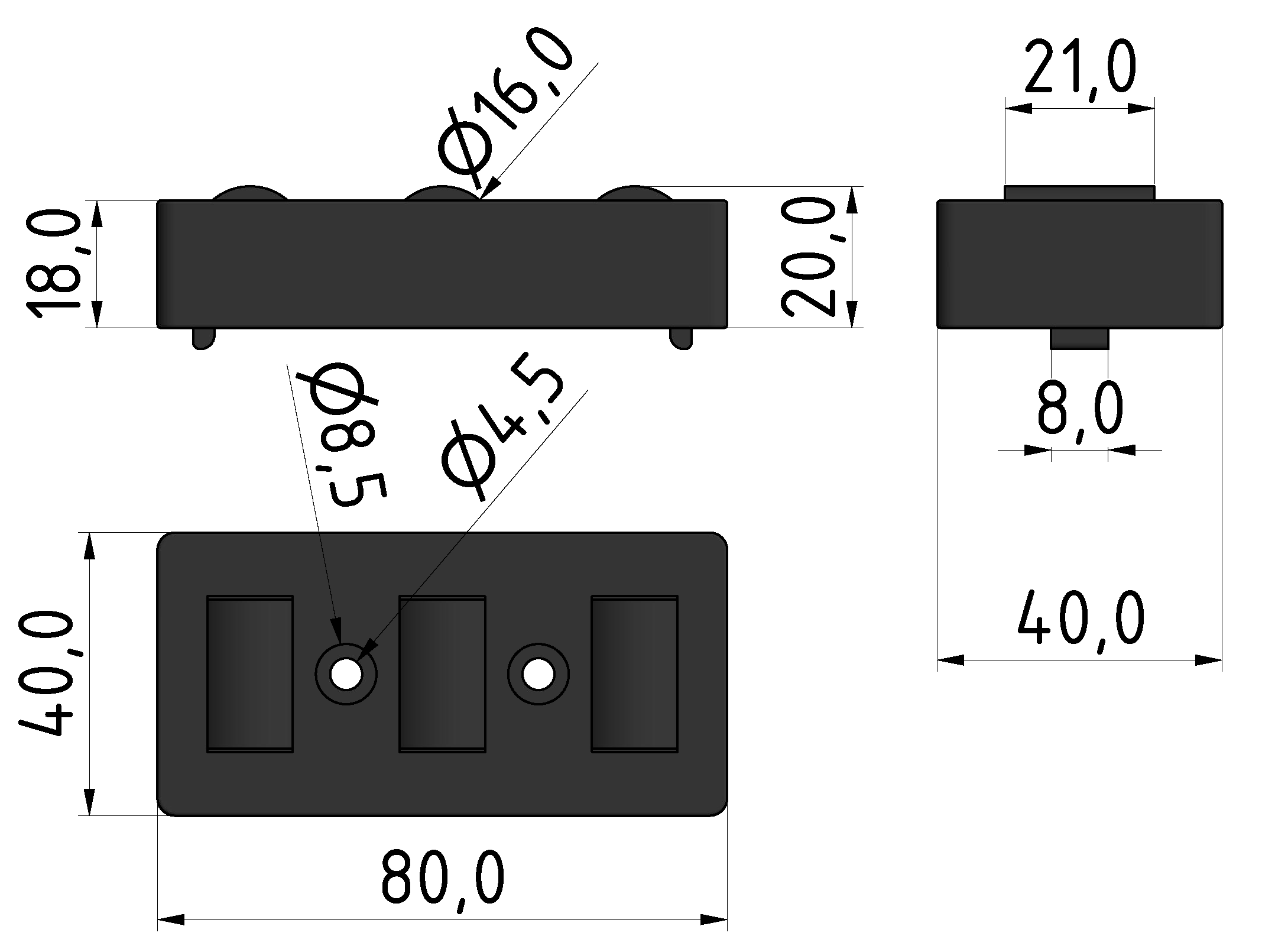 Rollenelement 80, schwarz - 10